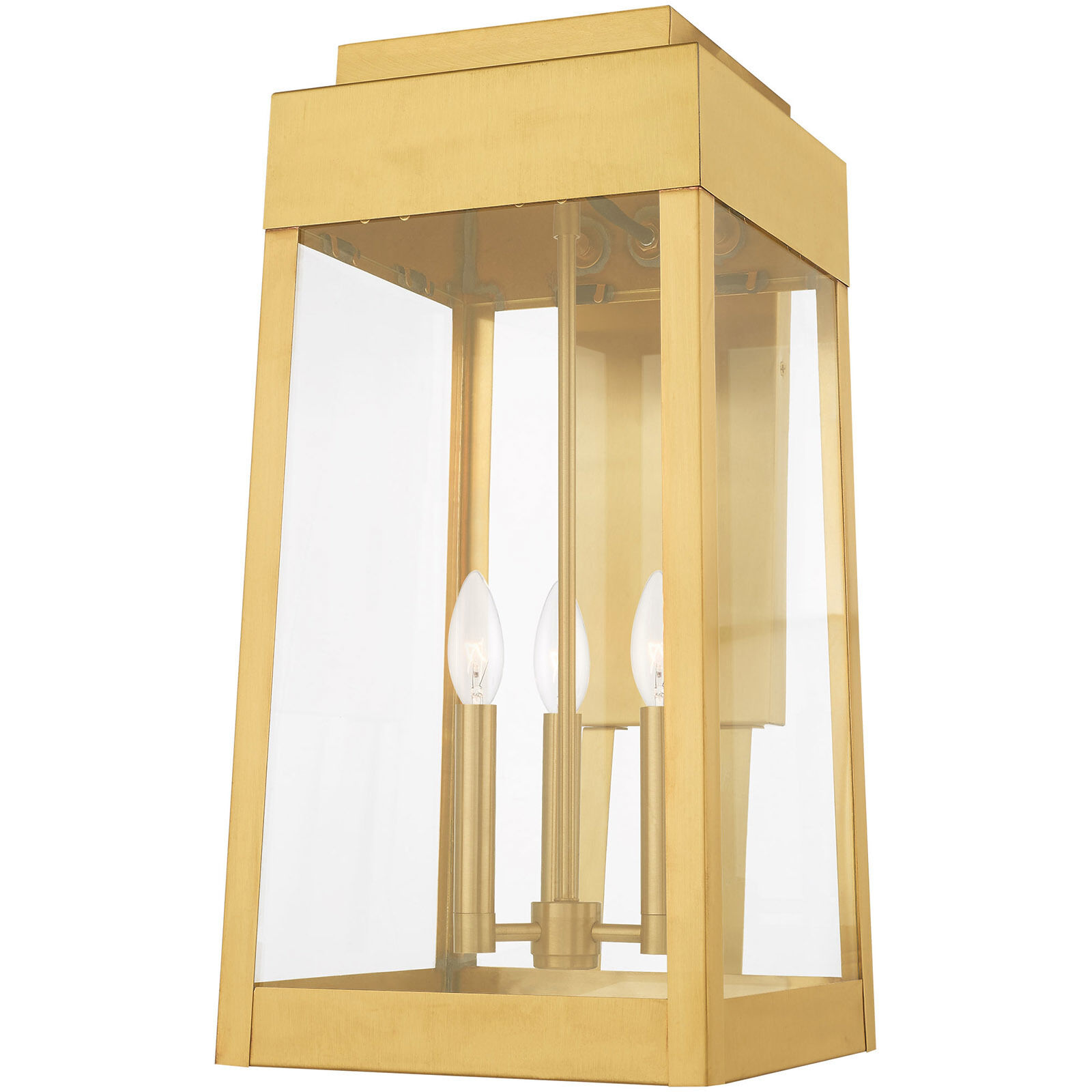 Oslo 3 Light 20 inch Satin Brass Outdoor Wall Lantern