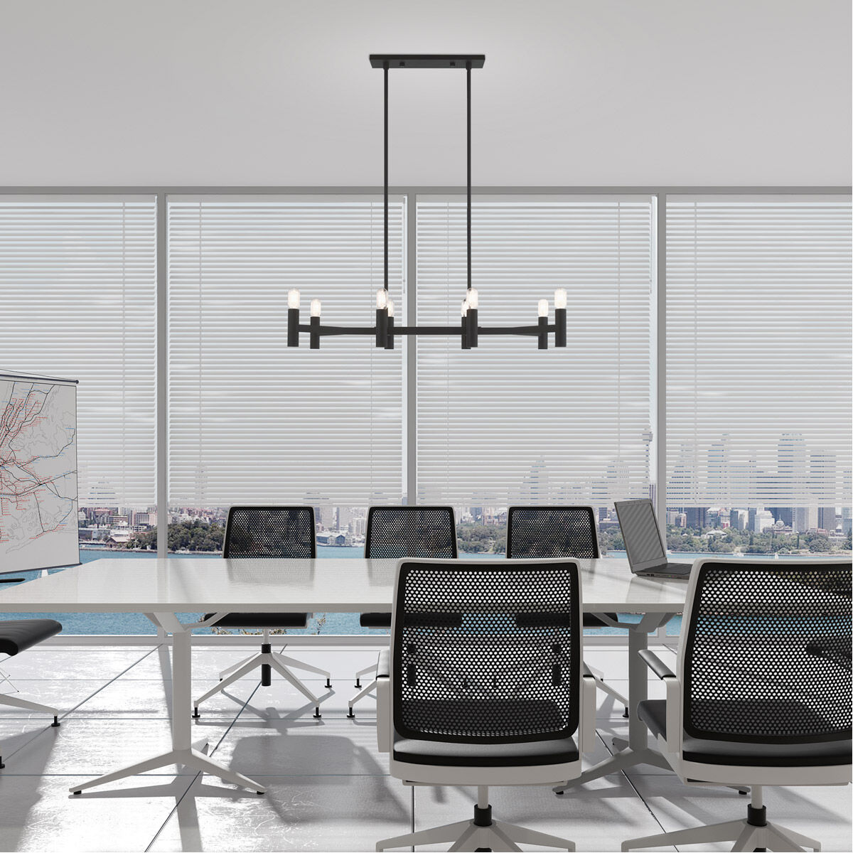 Copenhagen 8 Light 40 inch Black Linear Chandelier Ceiling Light