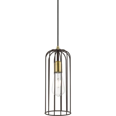 Glenbrook 1 Light 5 inch Bronze with Antique Brass Accents Pendant Ceiling Light