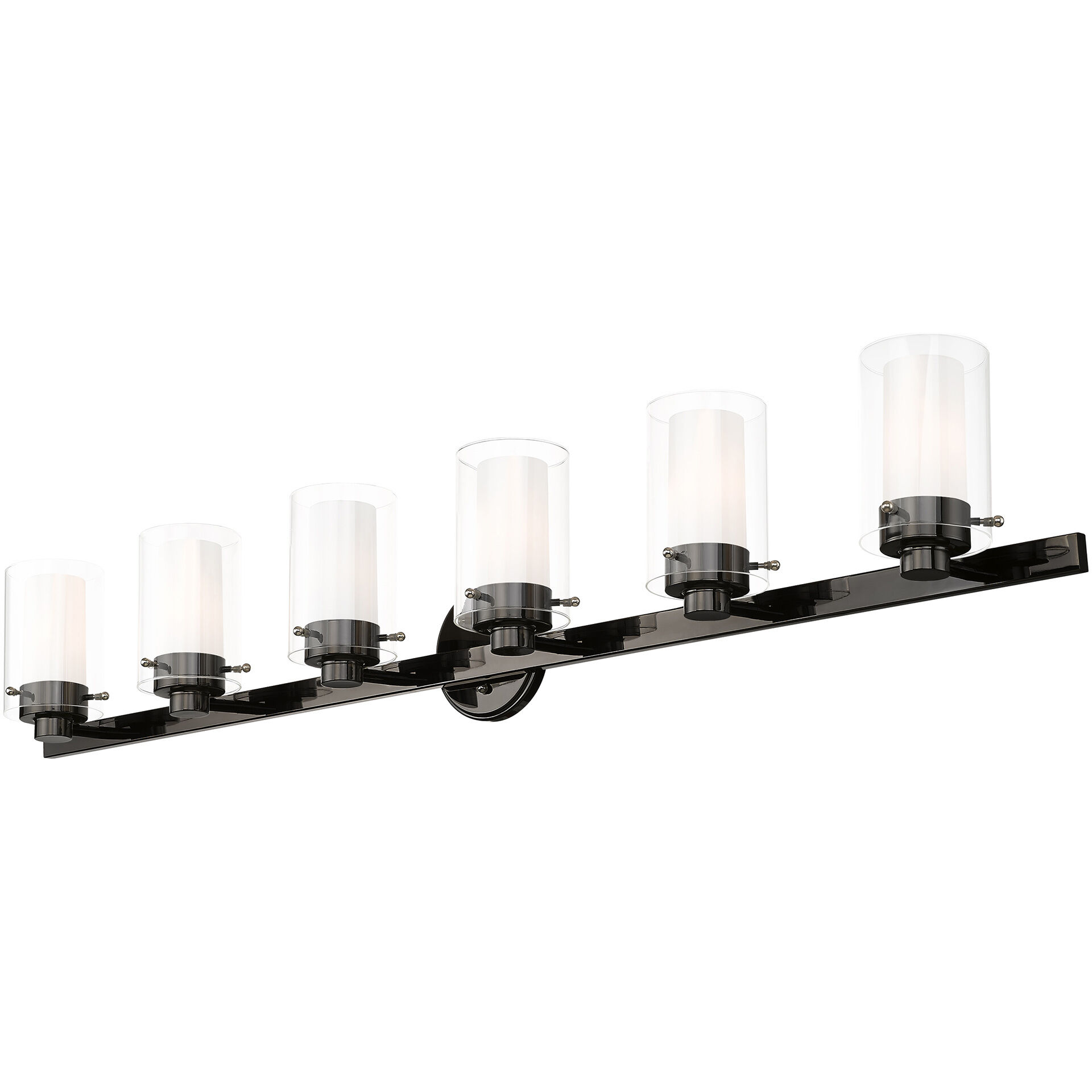 Manhattan 6 Light 48 inch Polished Black Chrome Vanity Sconce Wall Light