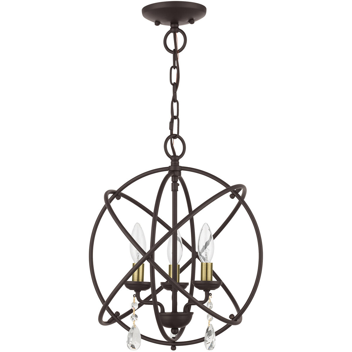 Aria 3 Light 15.5 inch Bronze Convertible Chandelier / Semi Flush Ceiling Light