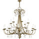 Daphne 18 Light 42 inch Antique Gold Leaf Chandelier Ceiling Light, Extra Large