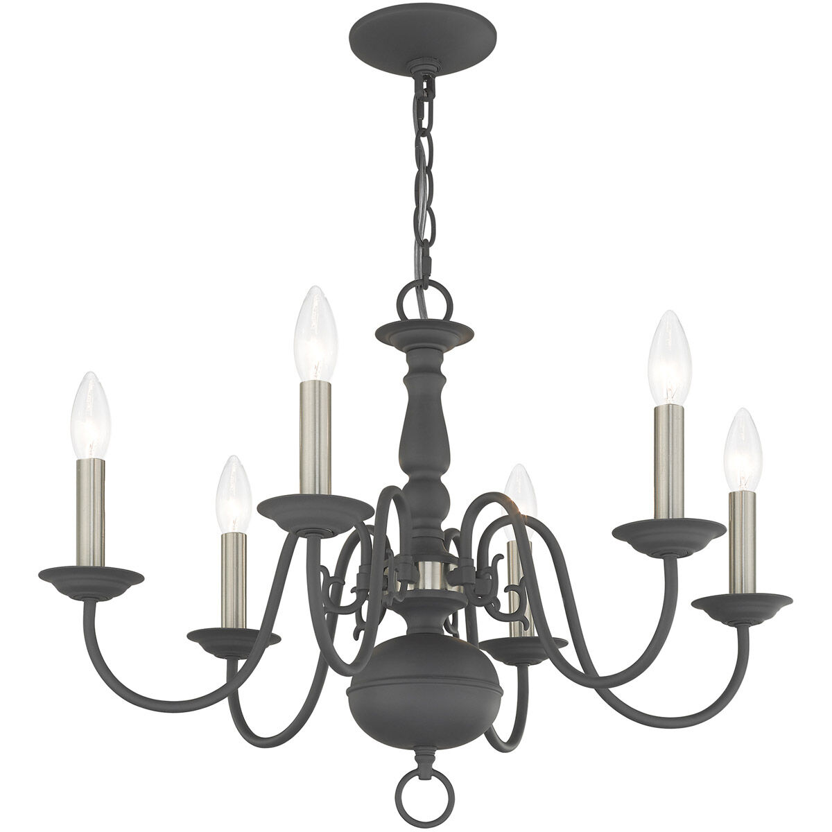 Williamsburgh 6 Light 24 inch Scandinavian Gray Chandelier Ceiling Light
