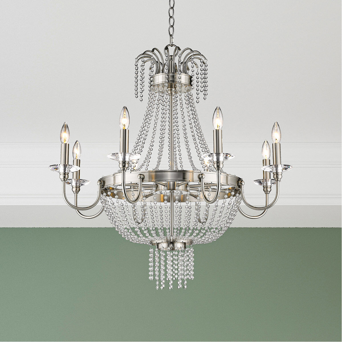 Valentina 8 Light 32 inch Brushed Nickel Chandelier Ceiling Light