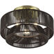 Florell 3 Light 15 inch Antique Brass Large Semi-Flush Ceiling Light, Large