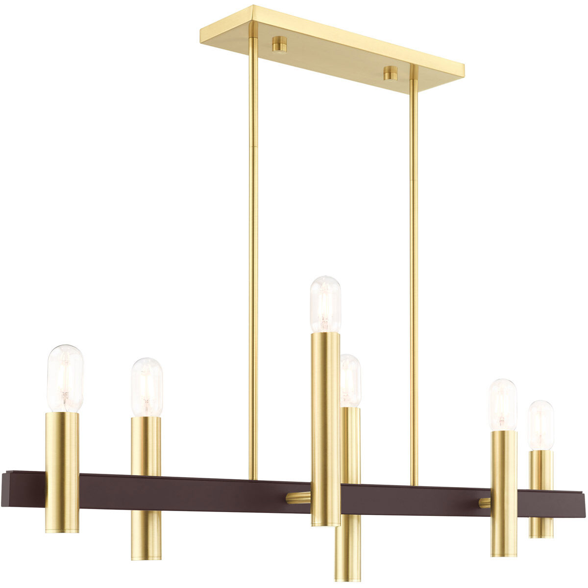 Helsinki 6 Light 8 inch Satin Brass with Bronze Accents Chandelier Ceiling Light