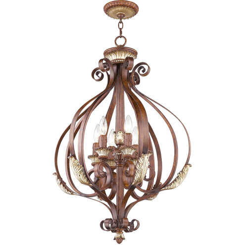Villa Verona 6 Light 24 inch Verona Bronze with Aged Gold Leaf Accents Foyer Ceiling Light