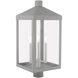 Nyack 3 Light 24 inch Nordic Gray with Brushed Nickel Finish Candles Large Outdoor Post Top Lantern