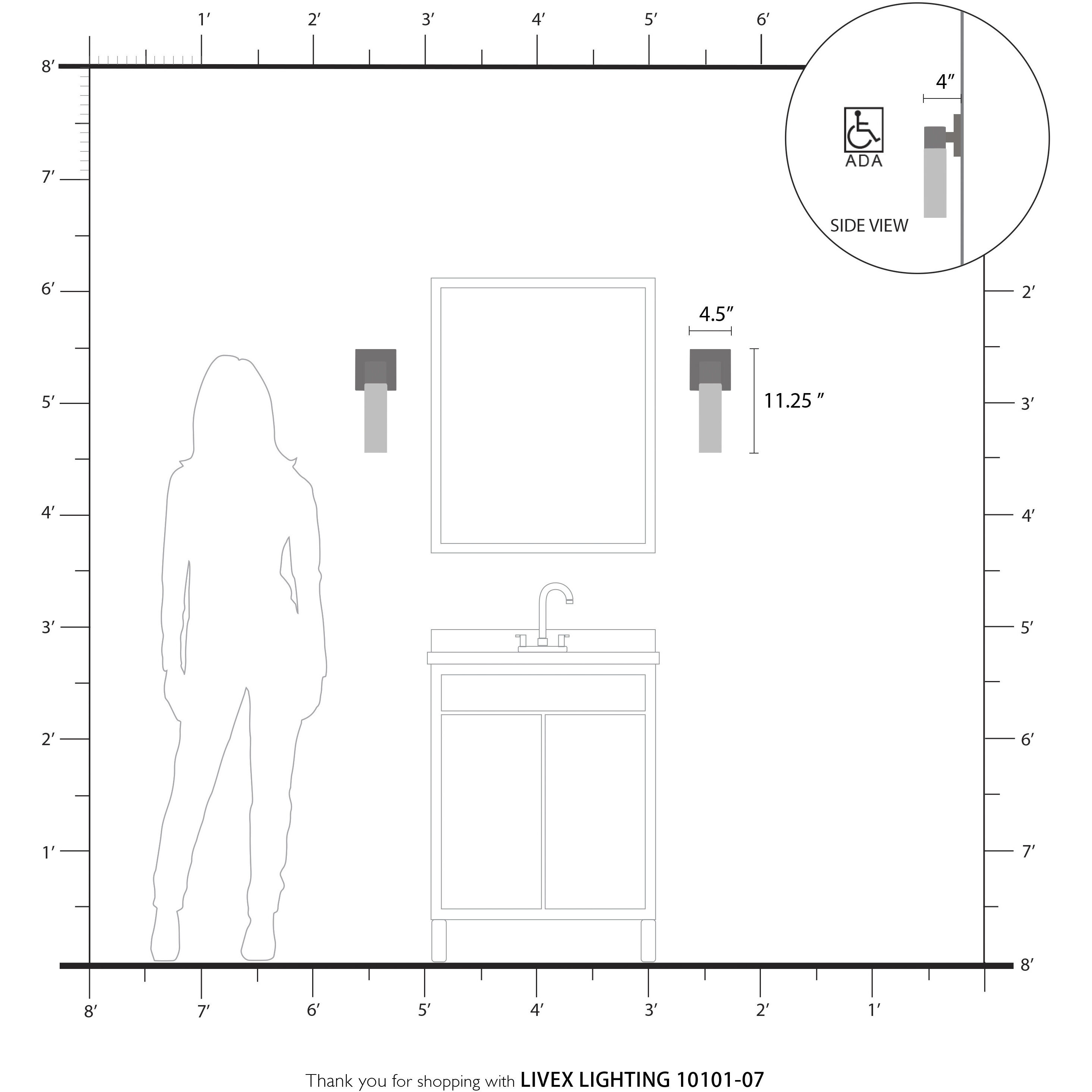 Aero ADA Wall Sconce Wall Light in Bronze with Antique Brass Accent
