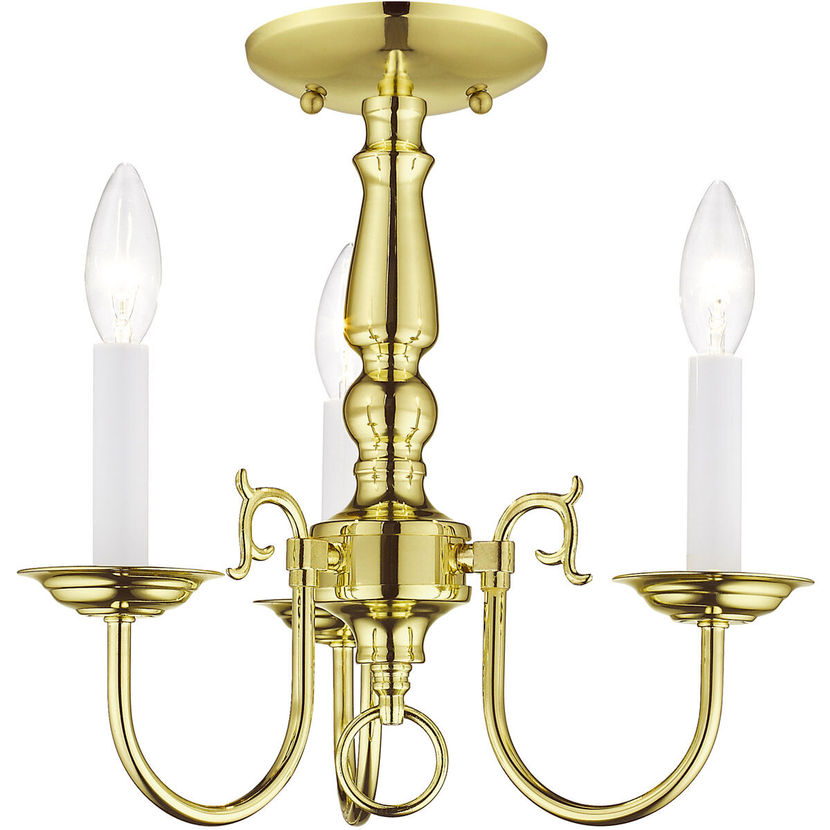Williamsburgh 3 Light 14 inch Polished Brass Mini Chandelier Ceiling Light