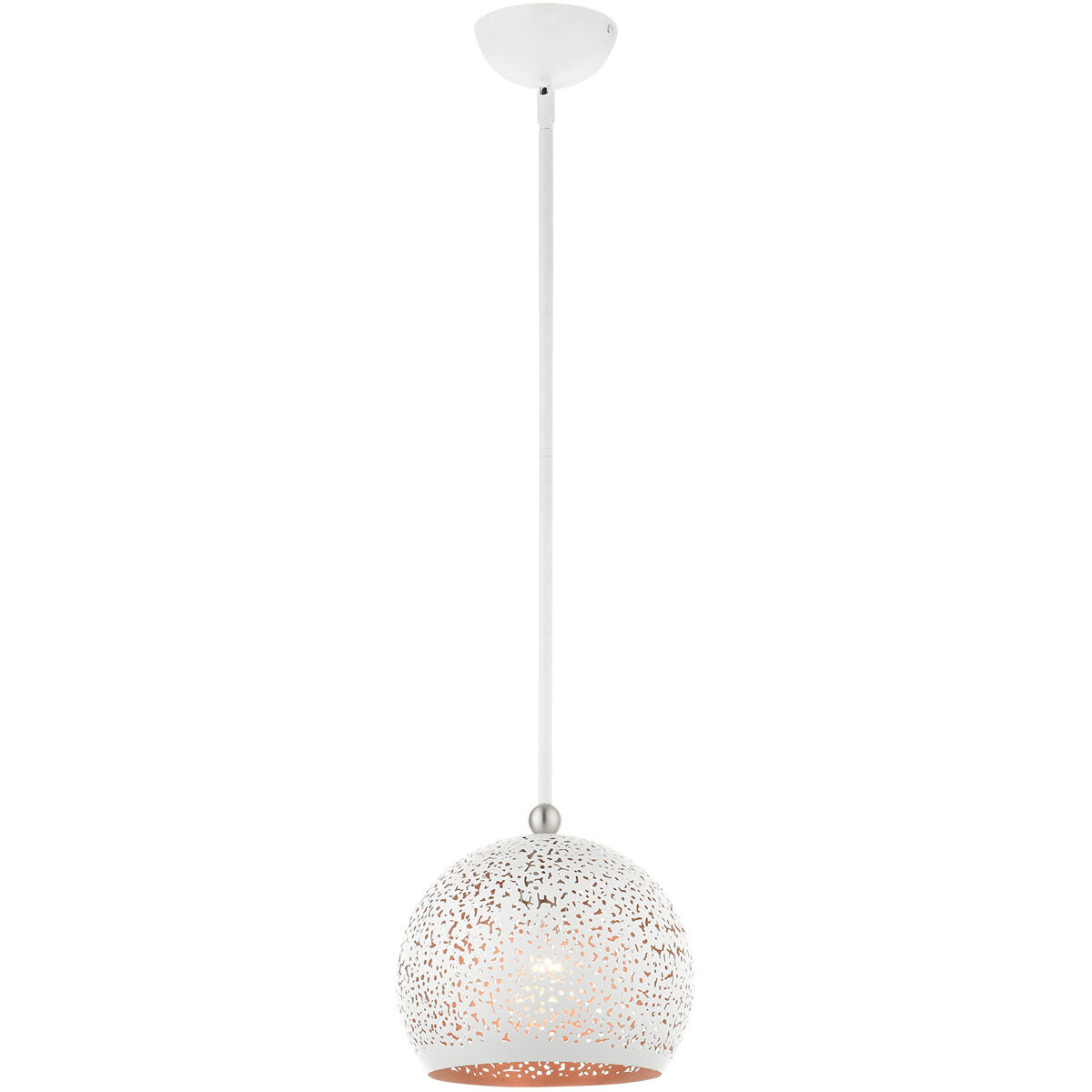 Charlton 1 Light 9.88 inch White with Brushed Nickel Accents Pendant Ceiling Light