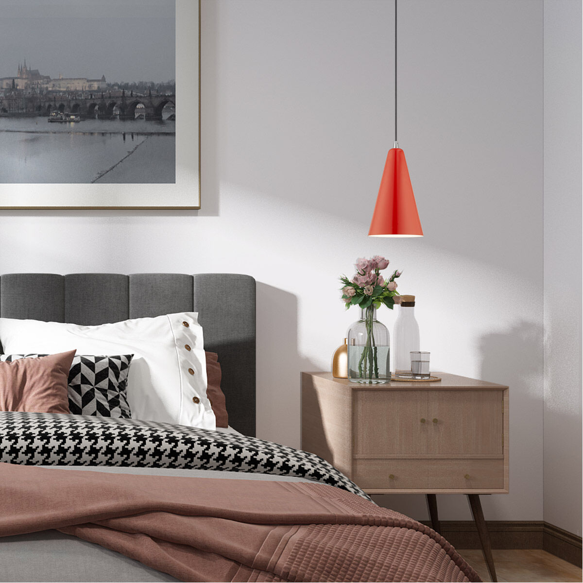 Allison 1 Light 7 inch Shiny Red Mini Pendant Ceiling Light