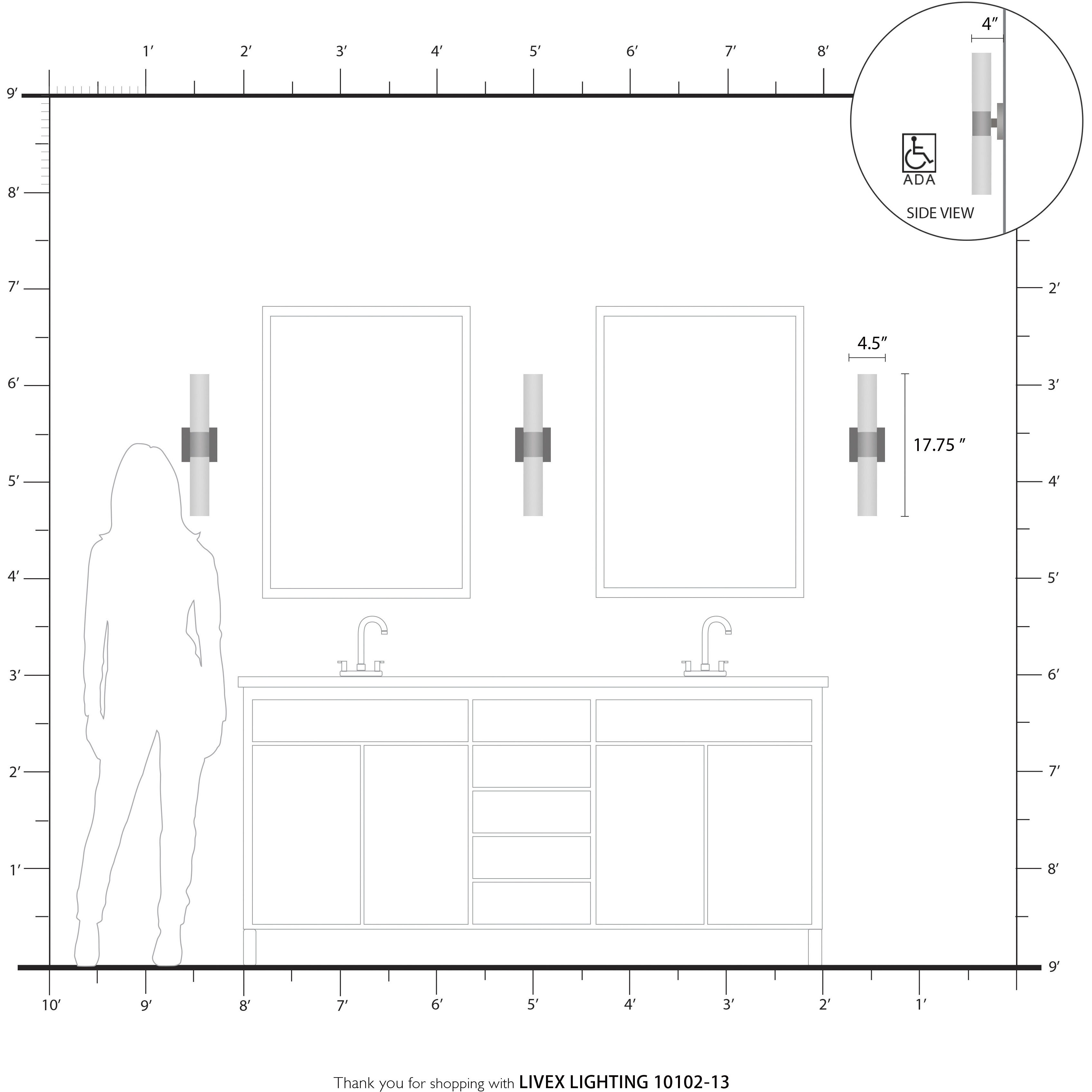 Aero 2 Light 5 inch Textured White with Brushed Nickel Accent ADA ADA Wall Sconce Wall Light