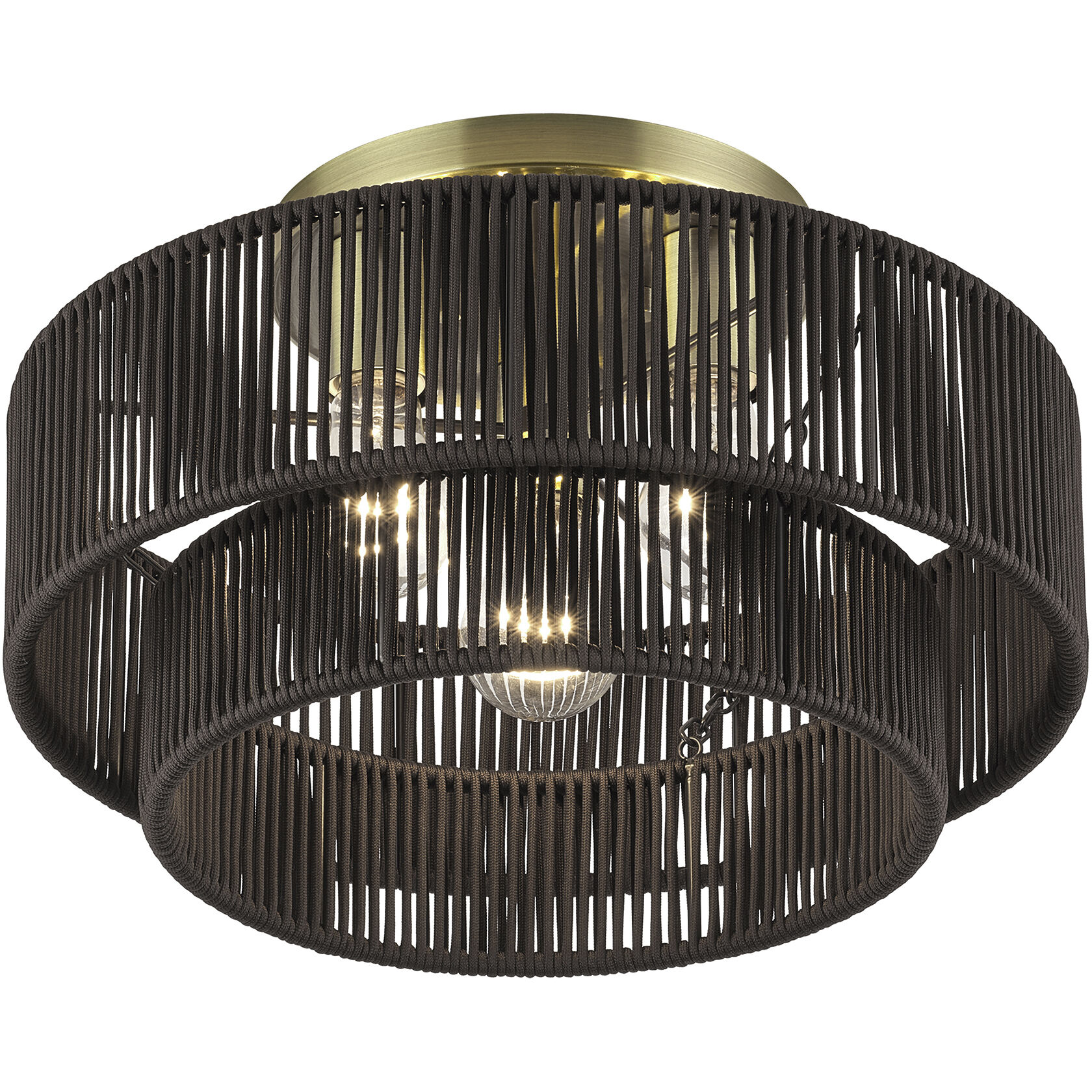 Acordia 3 Light 15 inch Antique Brass Semi Flush Mount Ceiling Light, Large