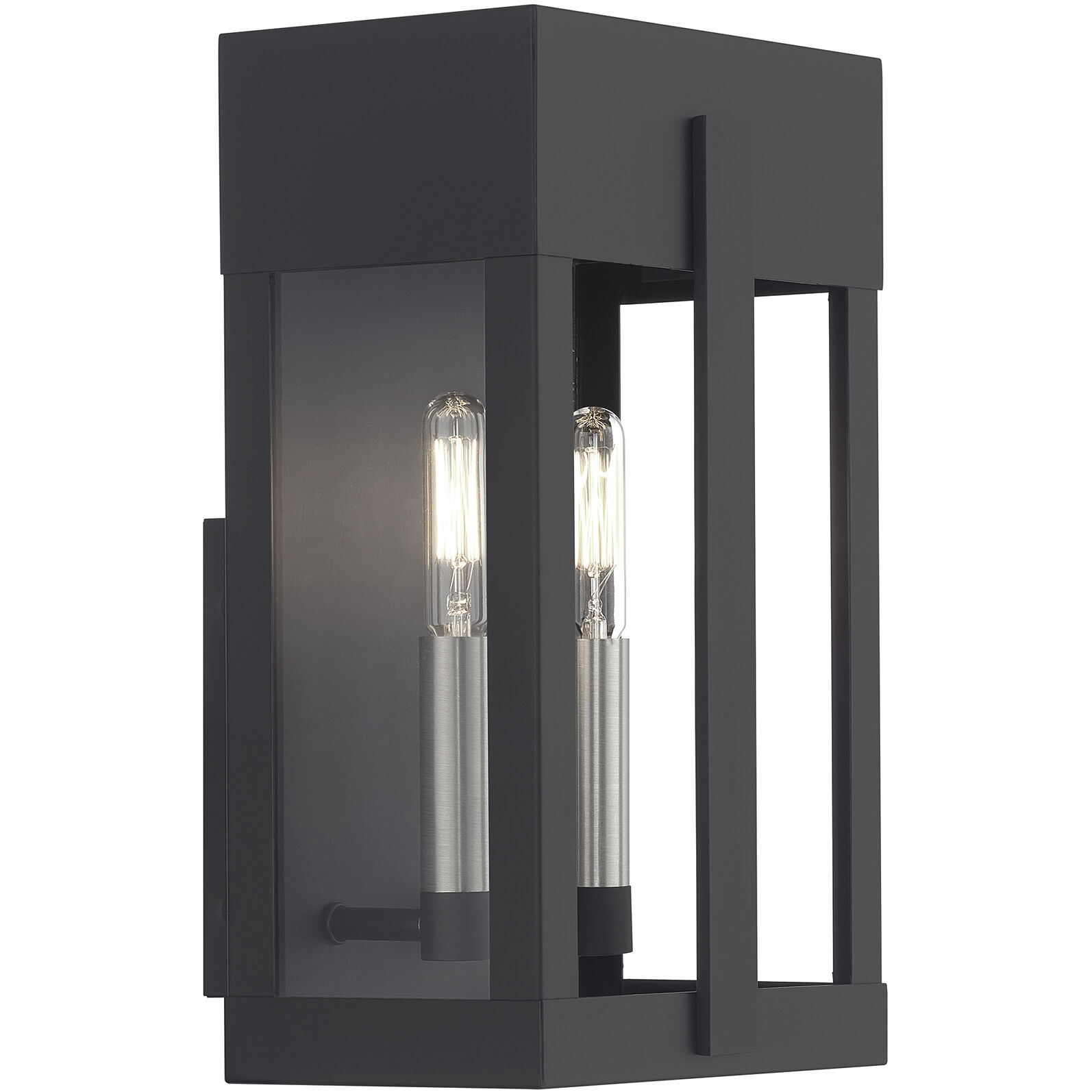 Berksford 2 Light 12 inch Black with Brushed Nickel Candles Outdoor Wall Lantern