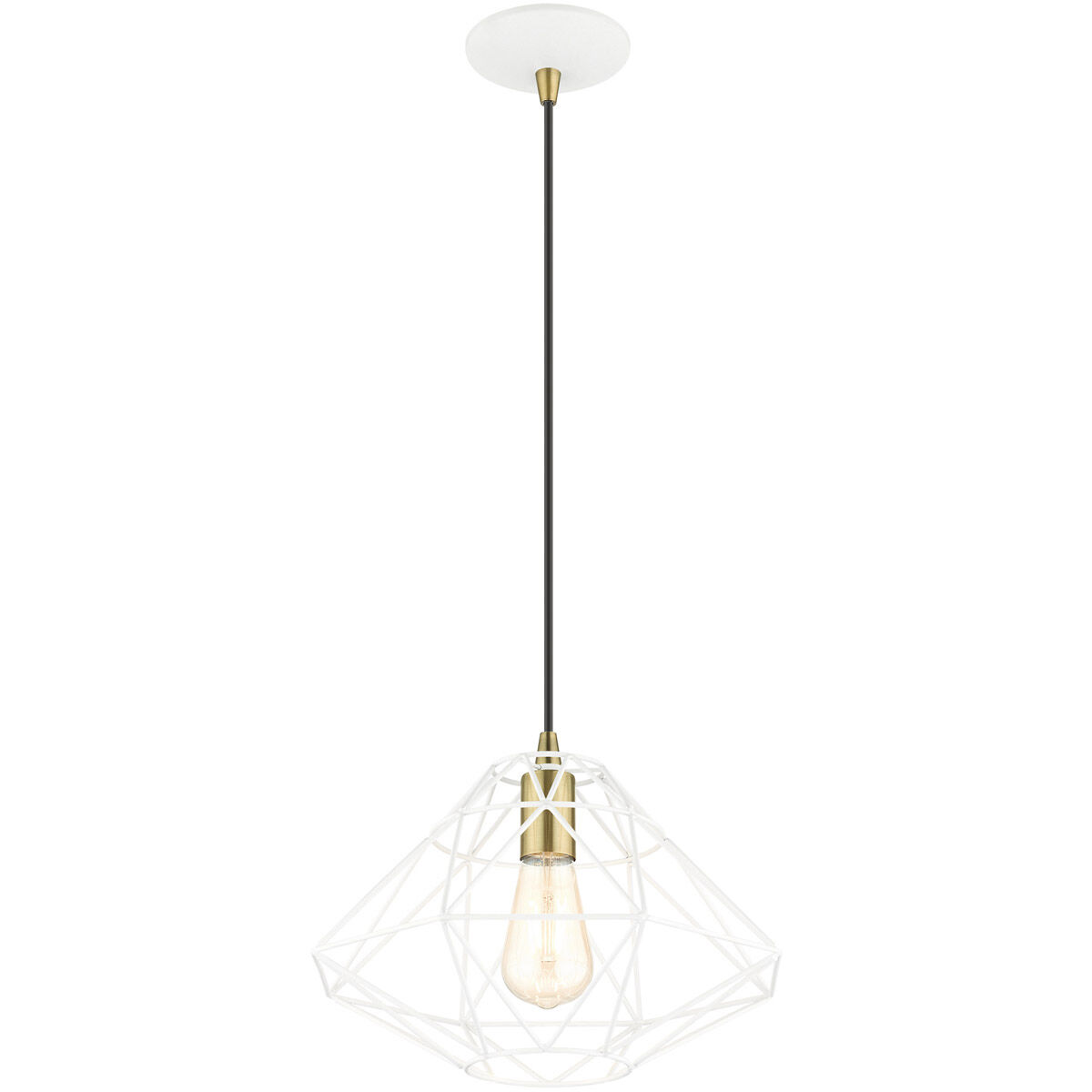 Geometric 1 Light 13.5 inch White Pendant Ceiling Light
