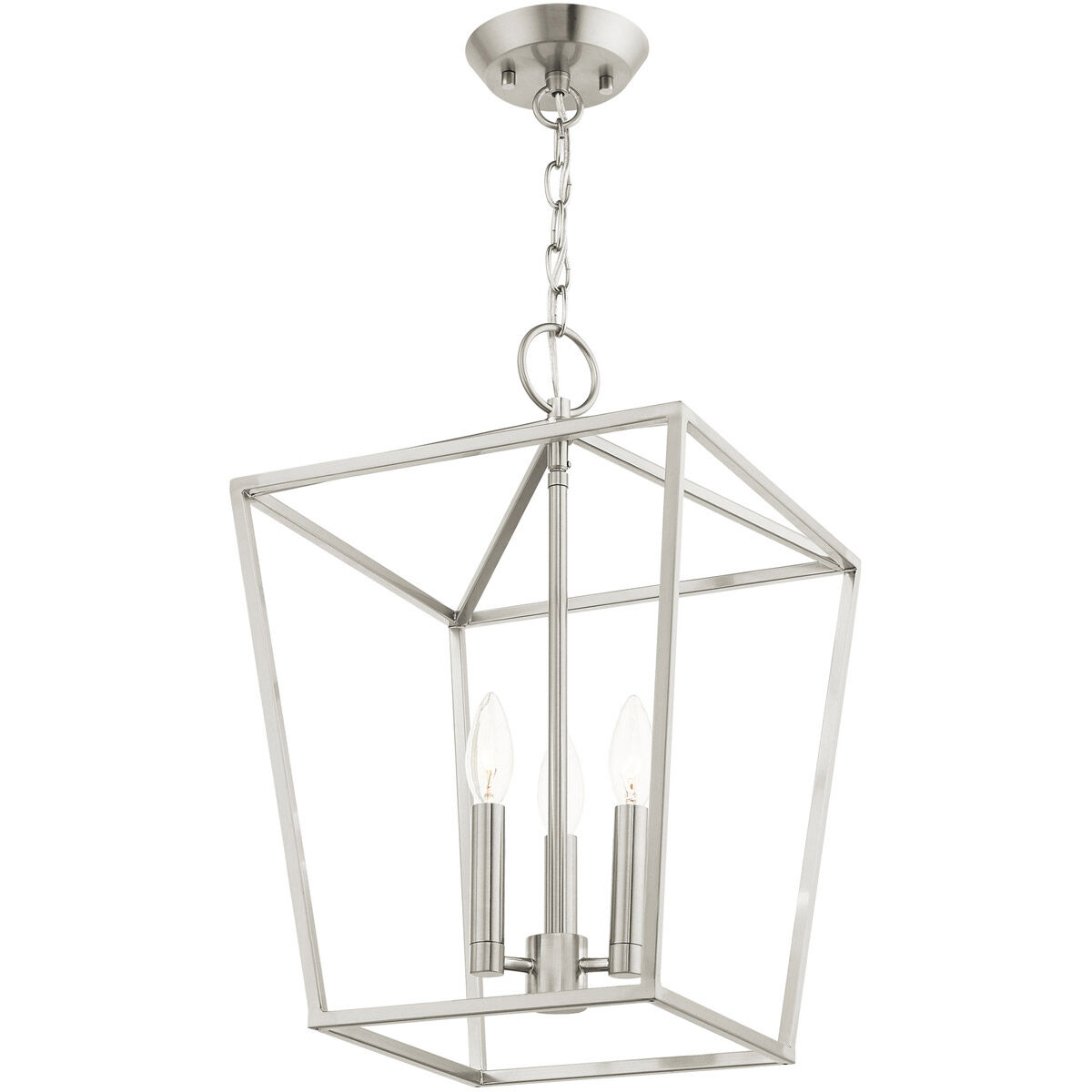 Devone 3 Light 13 inch Brushed Nickel Convertible Semi Flush/Lantern Ceiling Light