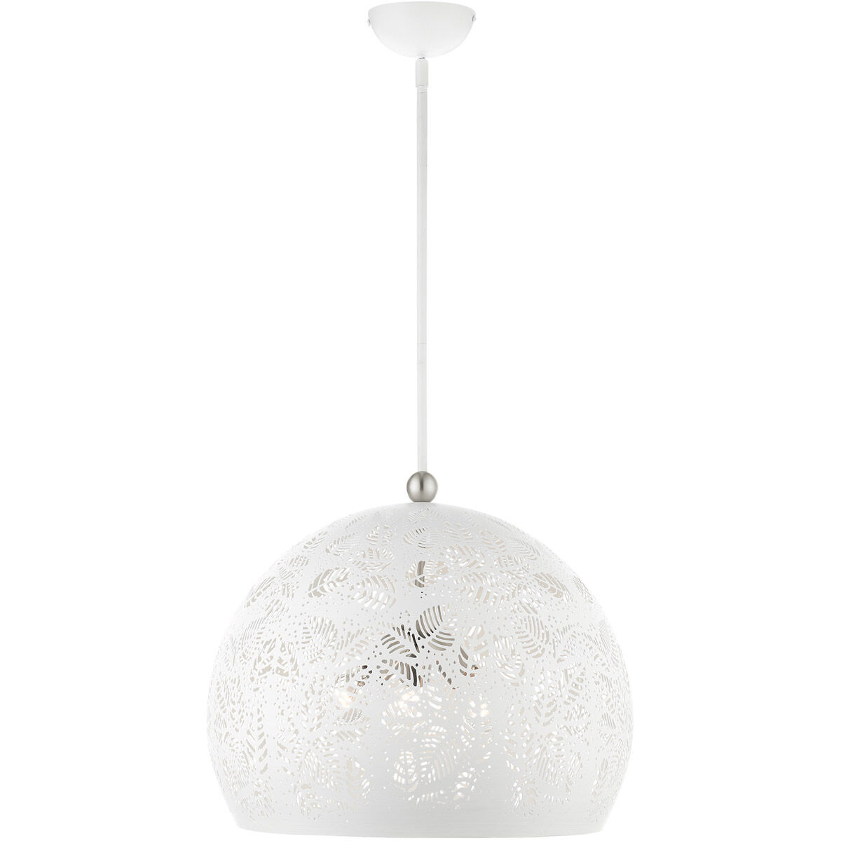 Chantily 3 Light 19.75 inch White with Brushed Nickel Accents Pendant Ceiling Light