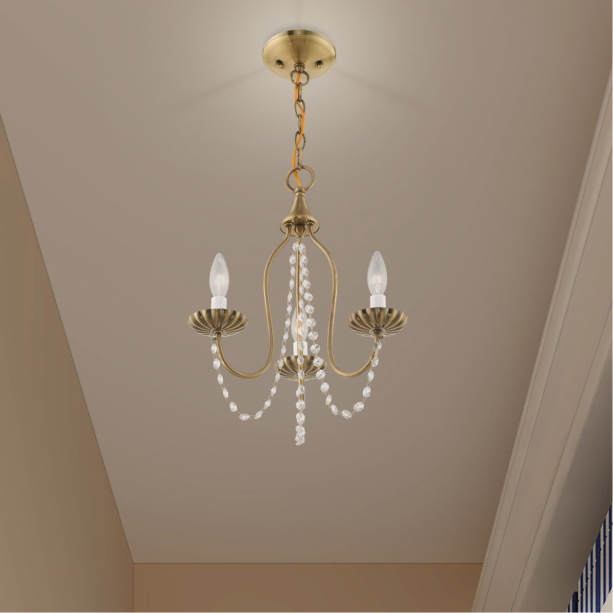 Alessia 3 Light 13 inch Antique Brass Mini Chandelier Ceiling Light