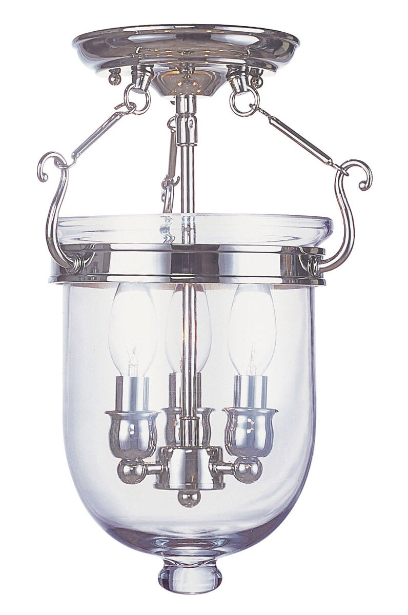 Jefferson 3 Light 10 inch Polished Nickel Semi-Flush Mount Ceiling Light