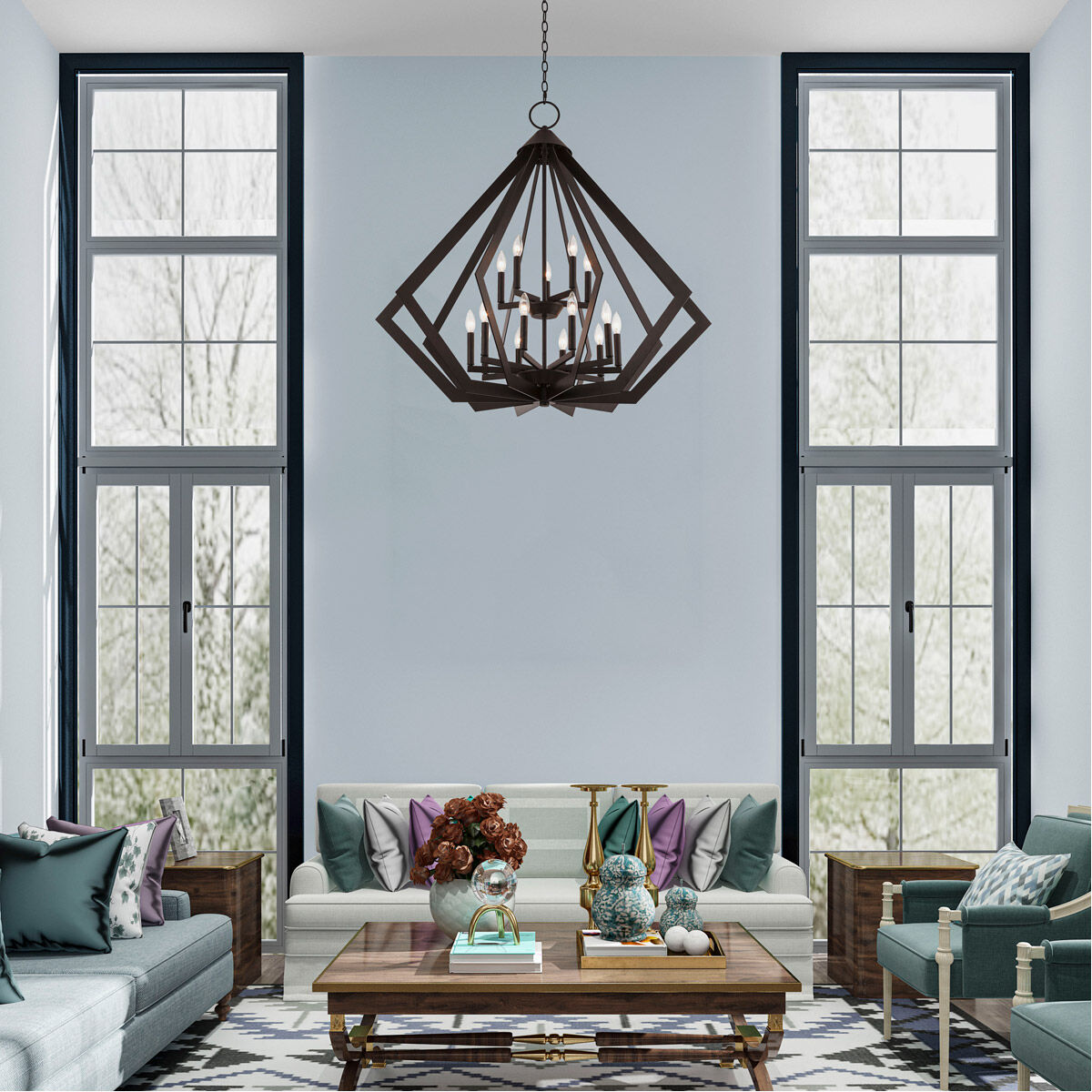 Prism 15 Light 42 inch Bronze Foyer Chandelier Ceiling Light