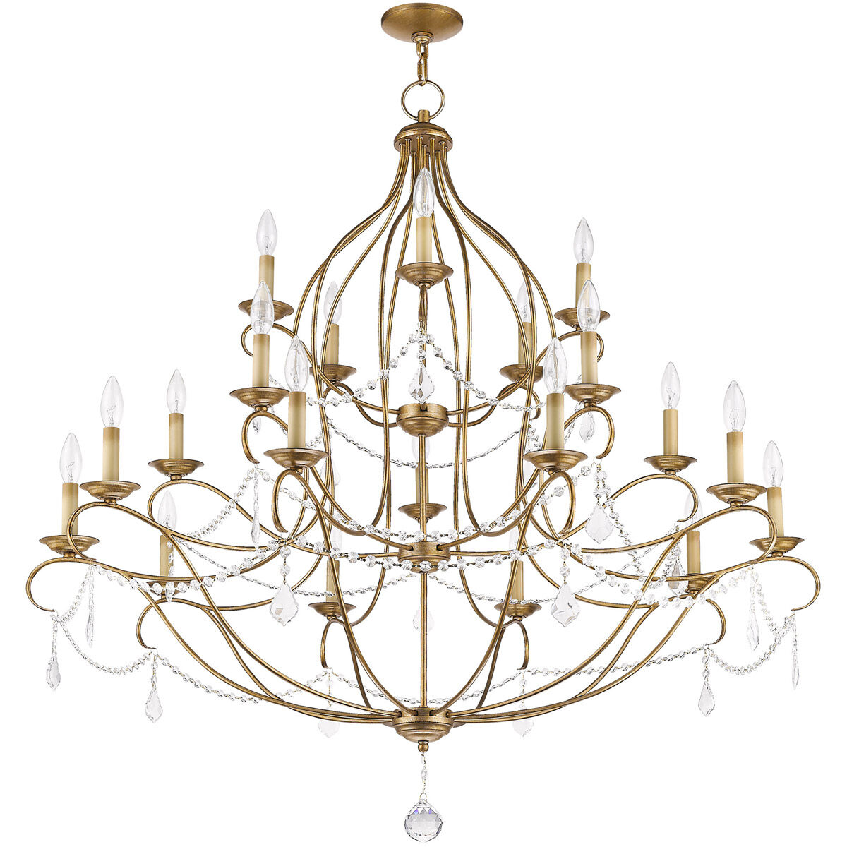 Chesterfield 20 Light 46 inch Antique Gold Leaf Chandelier Ceiling Light
