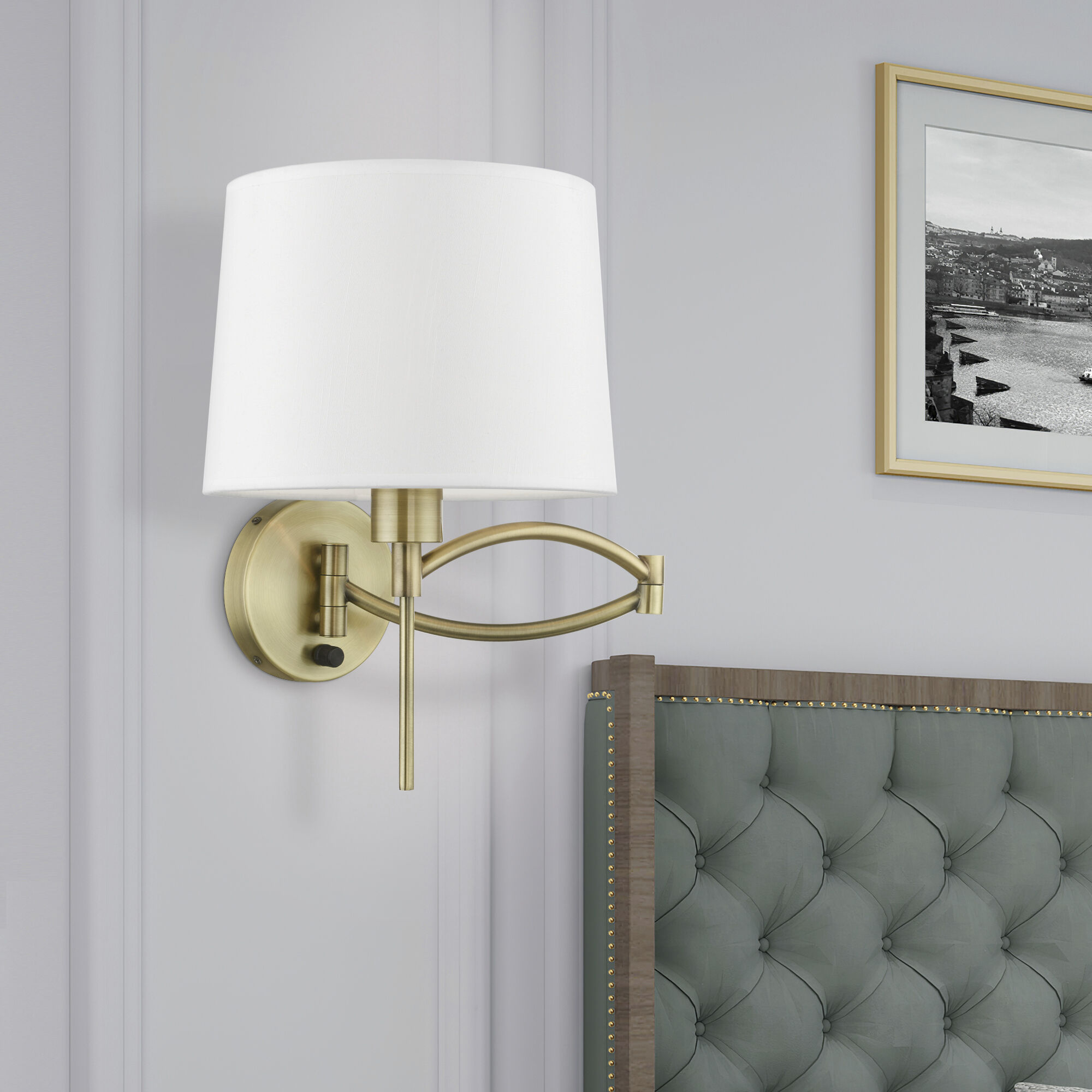 Allison 10 inch 60.00 watt Antique Brass Swing Arm Wall Lamp Wall Light