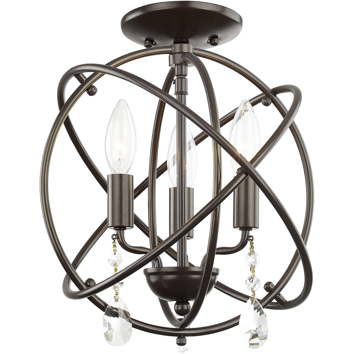 Aria 3 Light 12 inch English Bronze Convertible Mini Chandelier/Ceiling Mount Ceiling Light