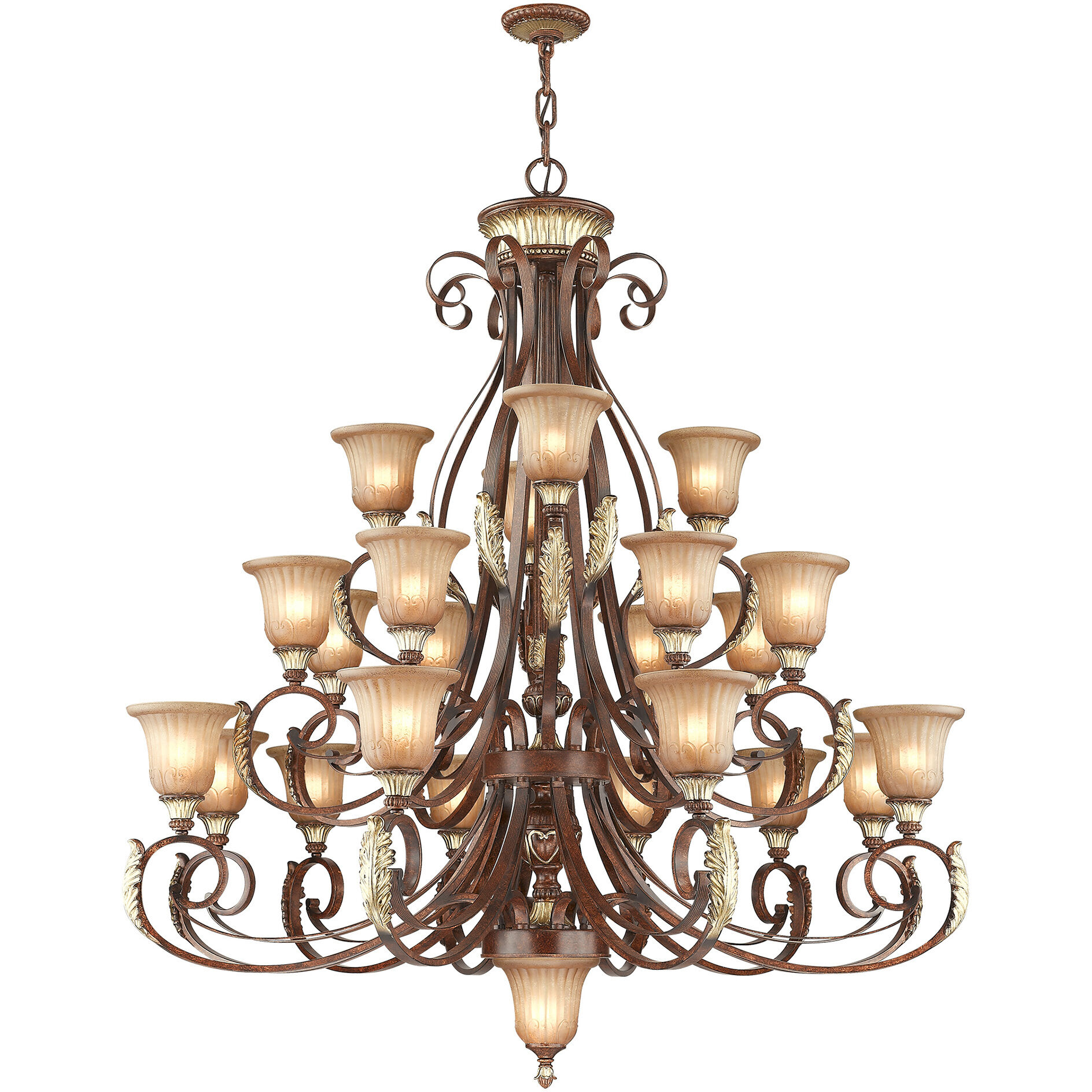 Villa Verona 23 Light 50 inch Verona Bronze with Aged Gold Leaf Accents Chandelier Ceiling Light
