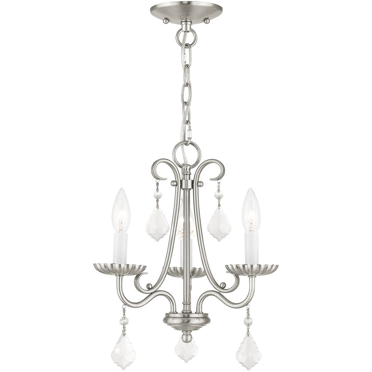 Daphne 3 Light 14 inch Brushed Nickel Mini Chandelier Ceiling Light