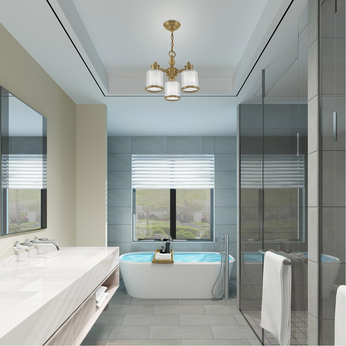 Middlebush 3 Light 16 inch Antique Brass Convertible Mini Chandelier/Ceiling Mount Ceiling Light