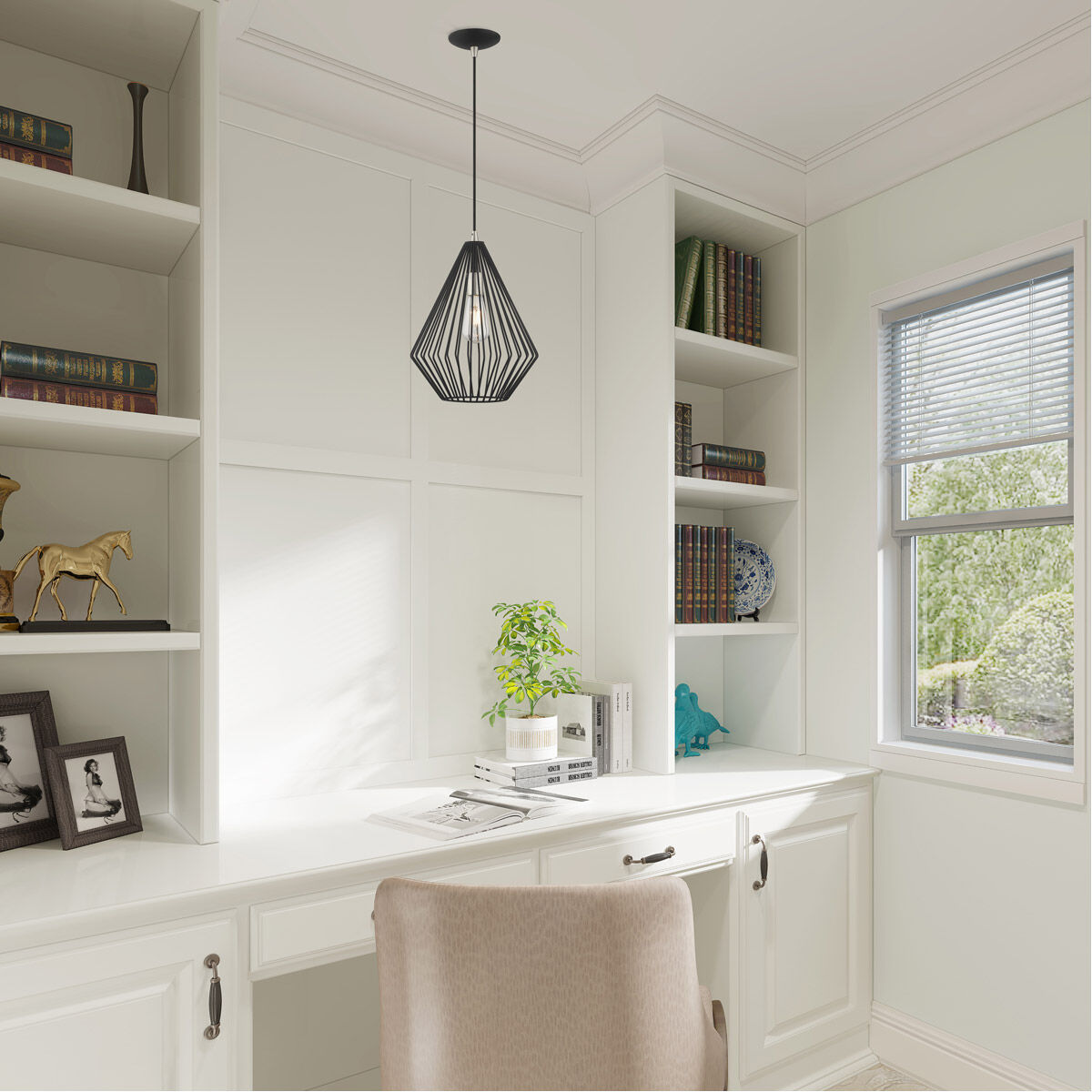 Geometric 1 Light 11.5 inch Black Mini Pendant Ceiling Light