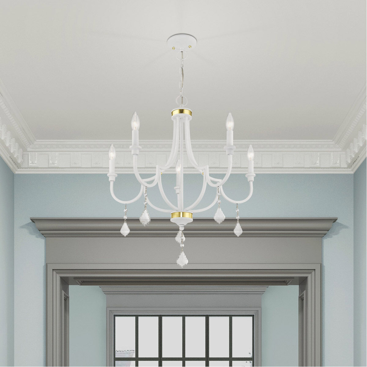 Glendale 5 Light 24.5 inch White Chandelier Ceiling Light