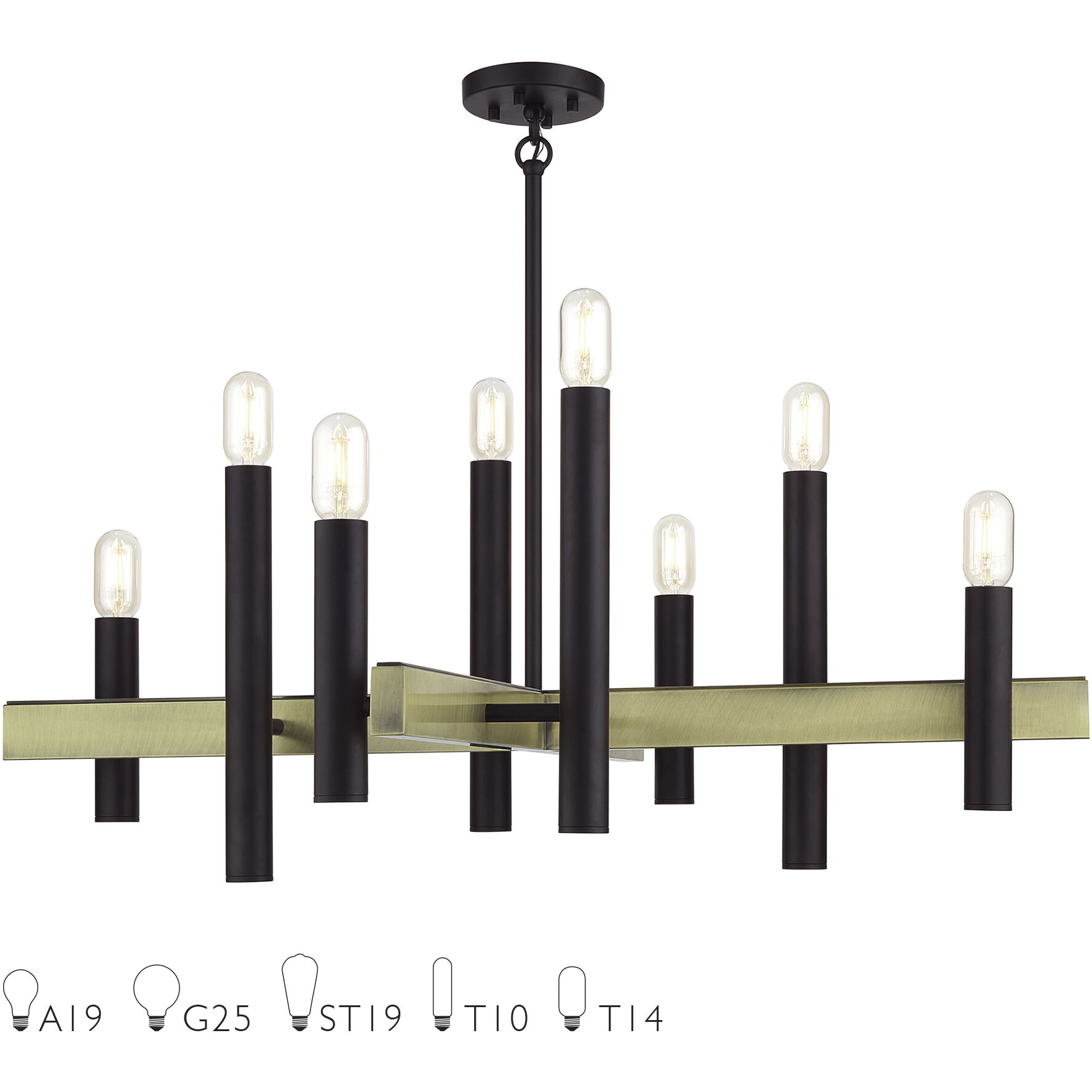 Helsinki 8 Light 38 inch Bronze with Antique Brass Accents Chandelier Ceiling Light