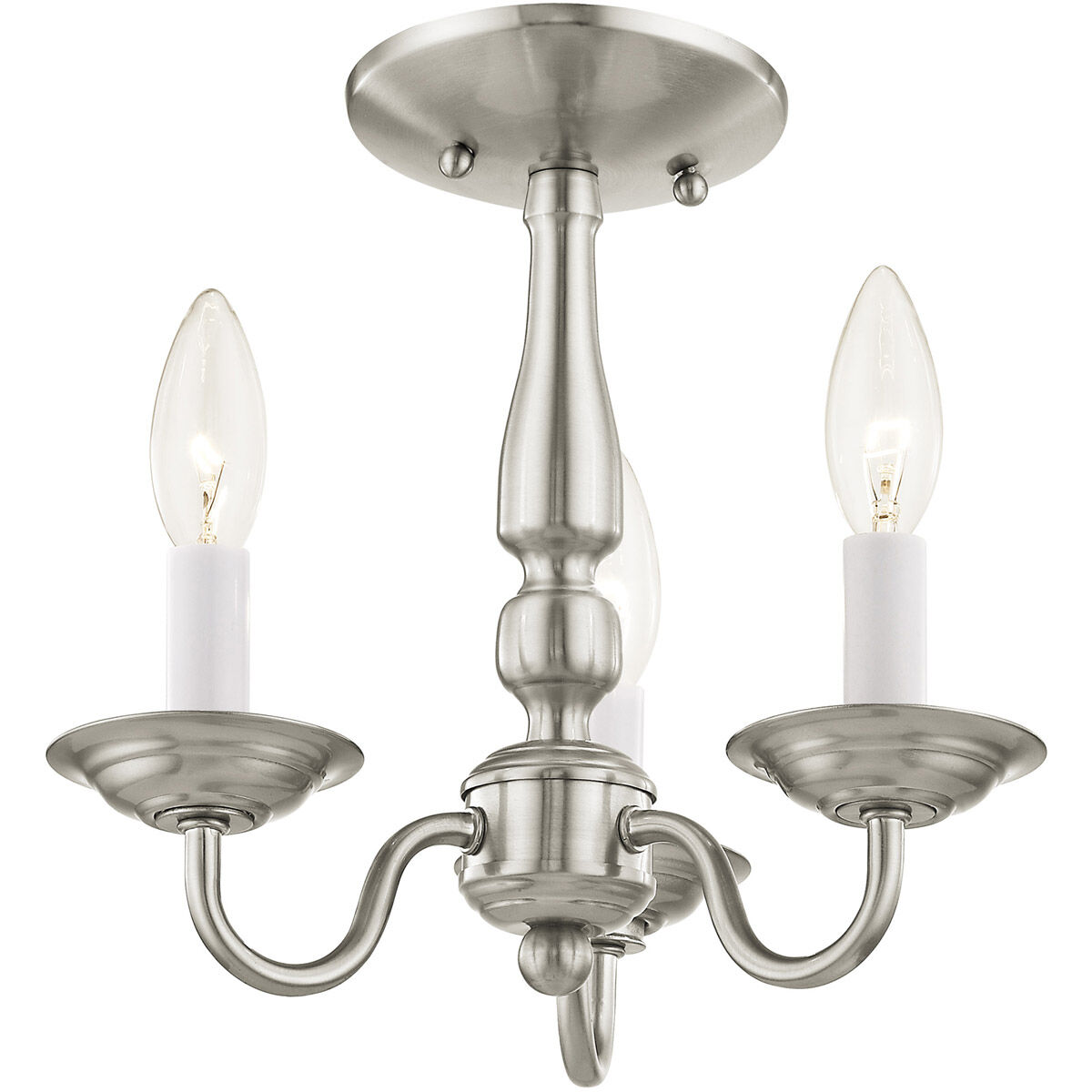 Williamsburgh 3 Light 11 inch Brushed Nickel Convertible Mini Chandelier/Ceiling Mount Ceiling Light