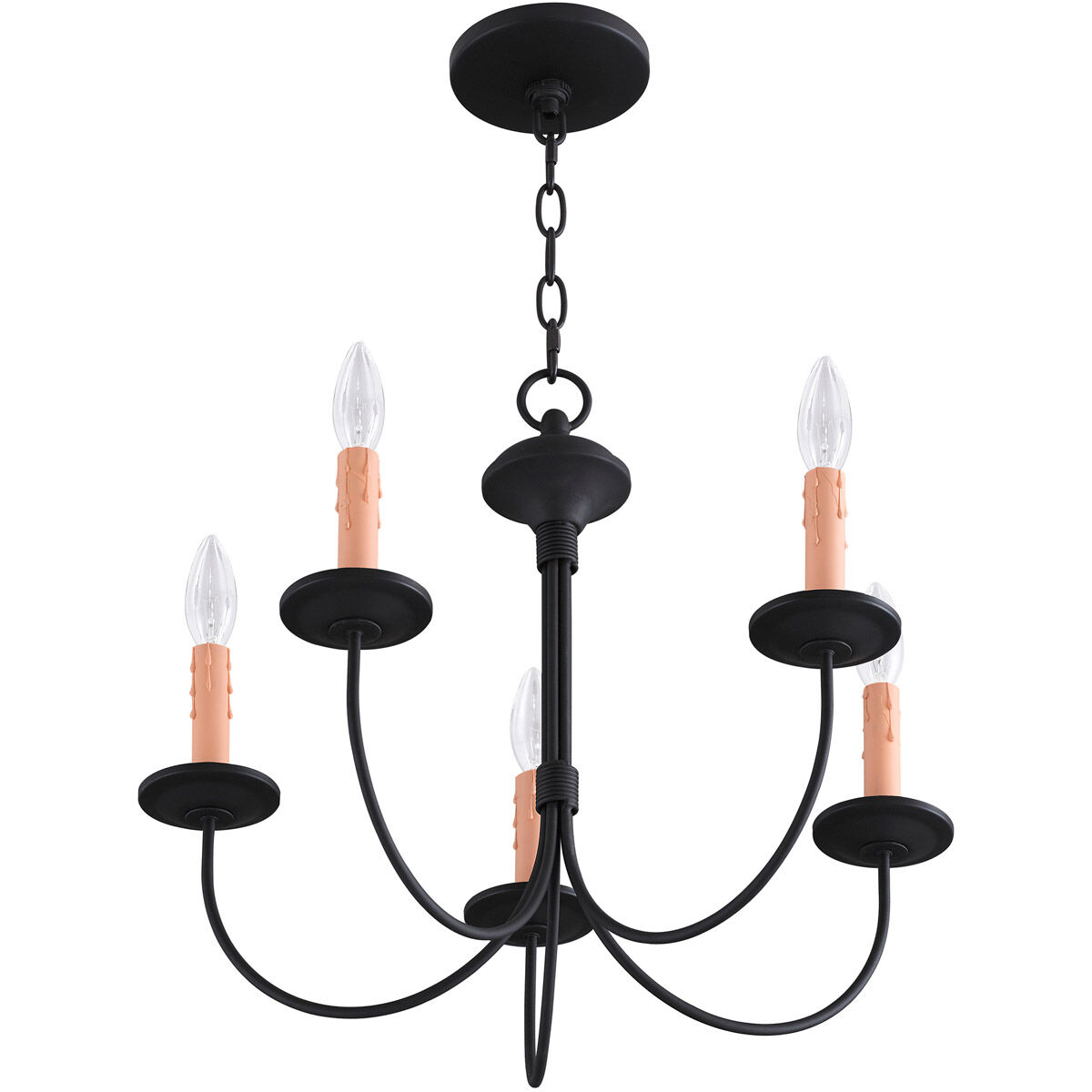 Heritage 5 Light 20 inch Black Chandelier Ceiling Light