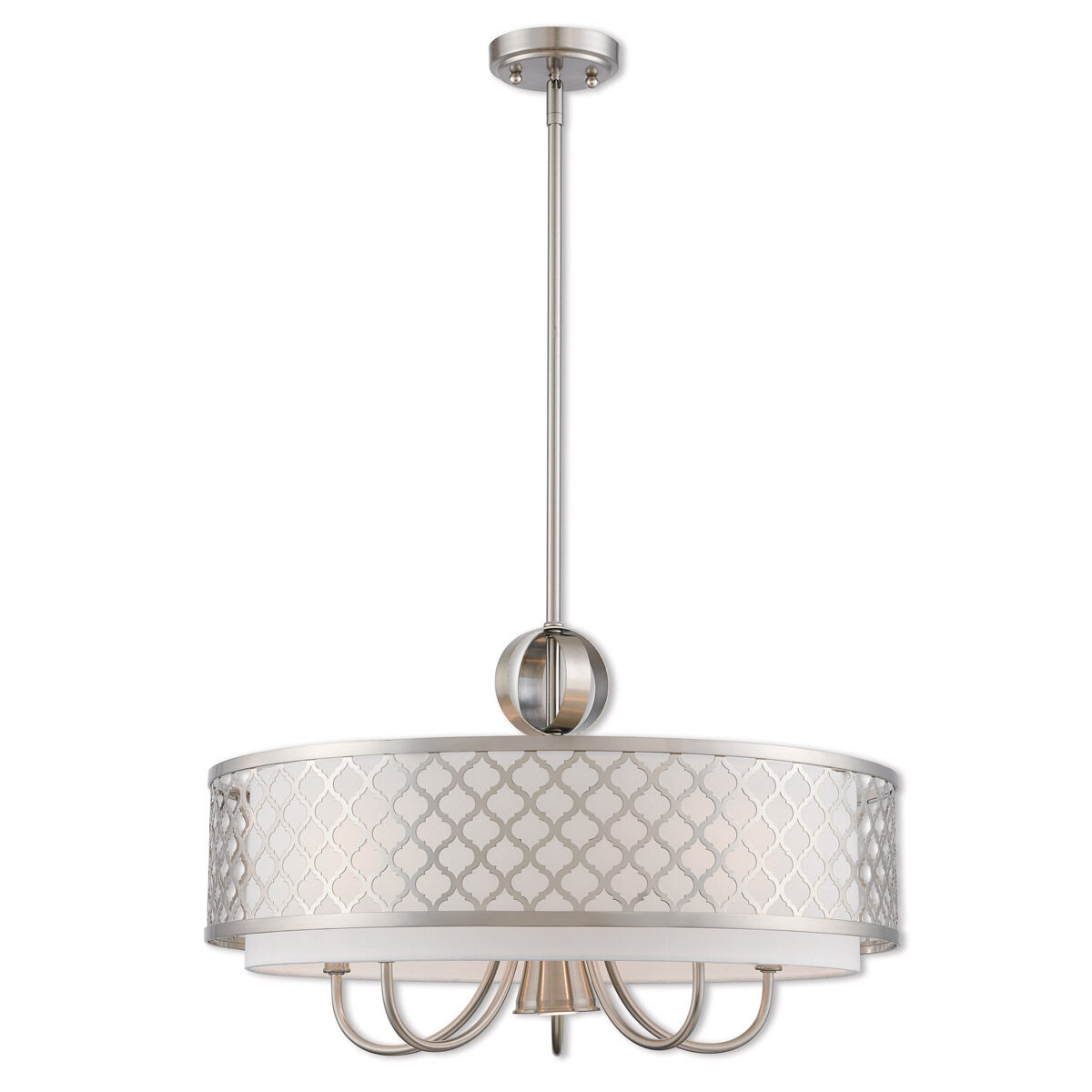 Arabesque 6 Light 24 inch Brushed Nickel Pendant Chandelier Ceiling Light