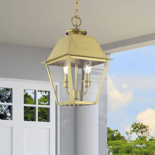 Wentworth 2 Light 9 inch Natural Brass Outdoor Pendant Lantern, Medium