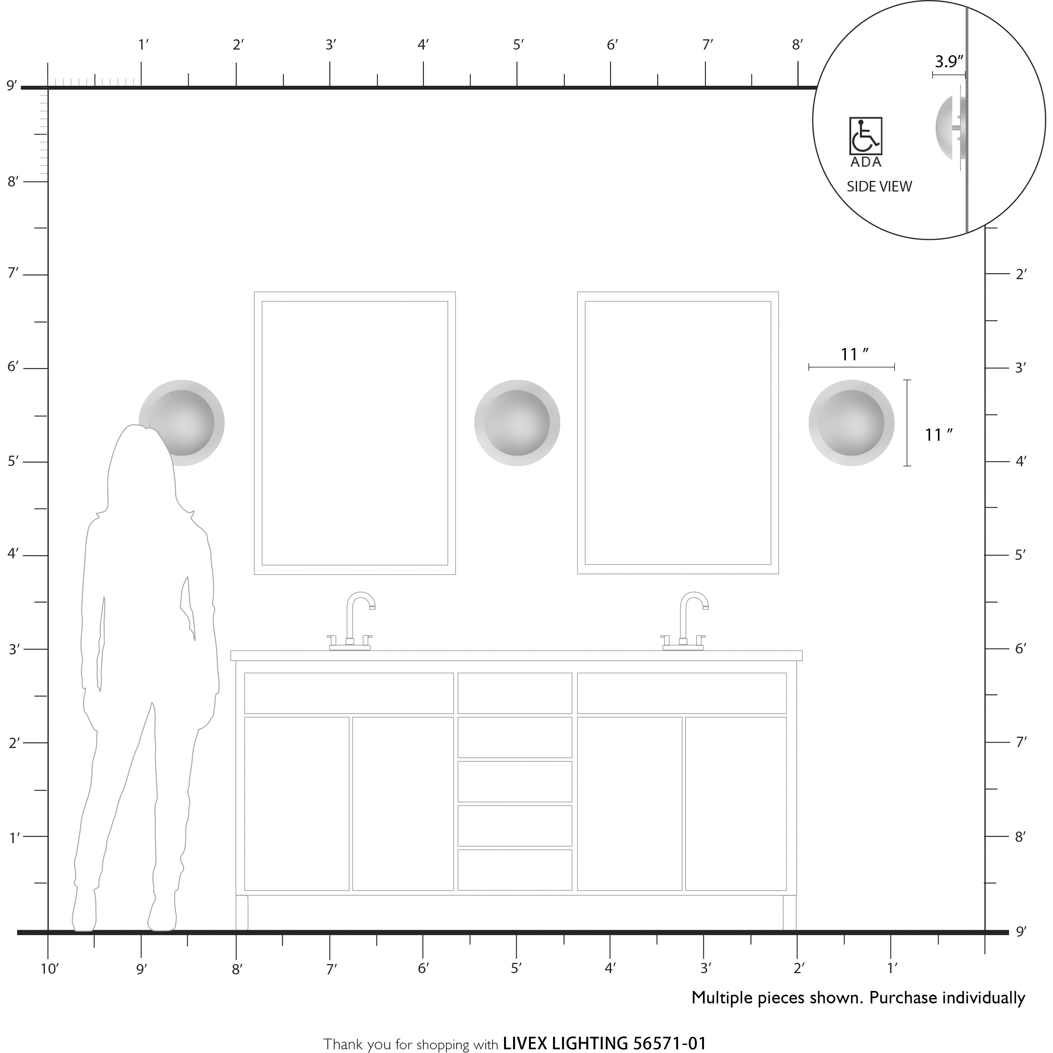 Ventura 2 Light 11 inch Antique Brass Semi-Flush/Wall Sconce Ceiling Light, Medium