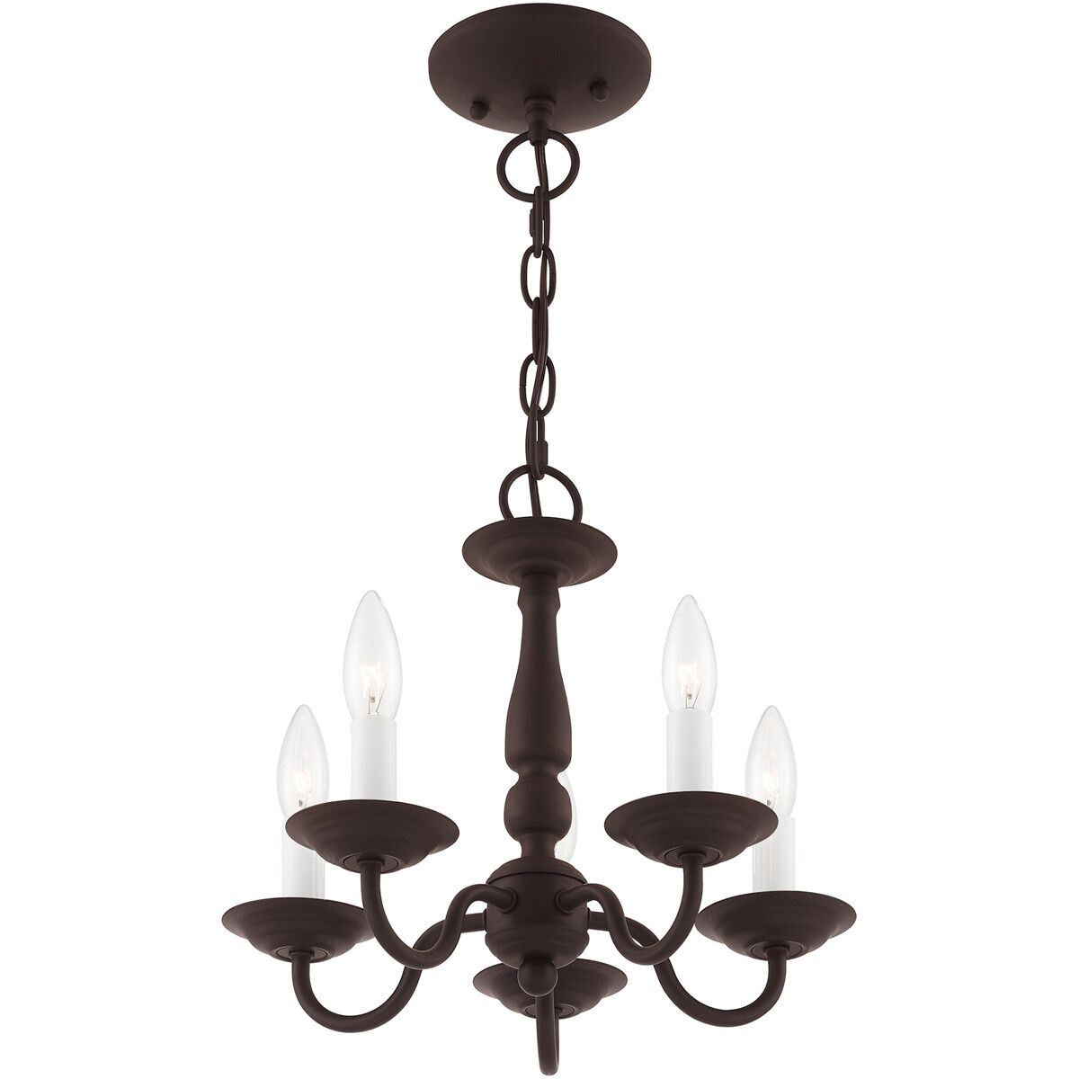 Williamsburgh 5 Light 13 inch Bronze Convertible Mini Chandelier/Ceiling Mount Ceiling Light