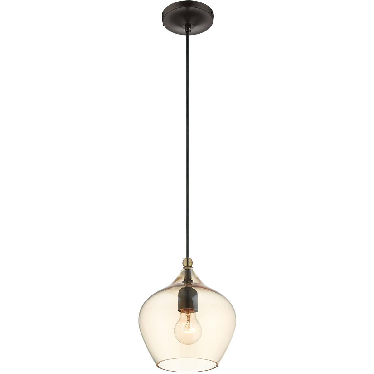 Pendants 1 Light 8 inch English Bronze with Antique Brass Accents Pendant Ceiling Light