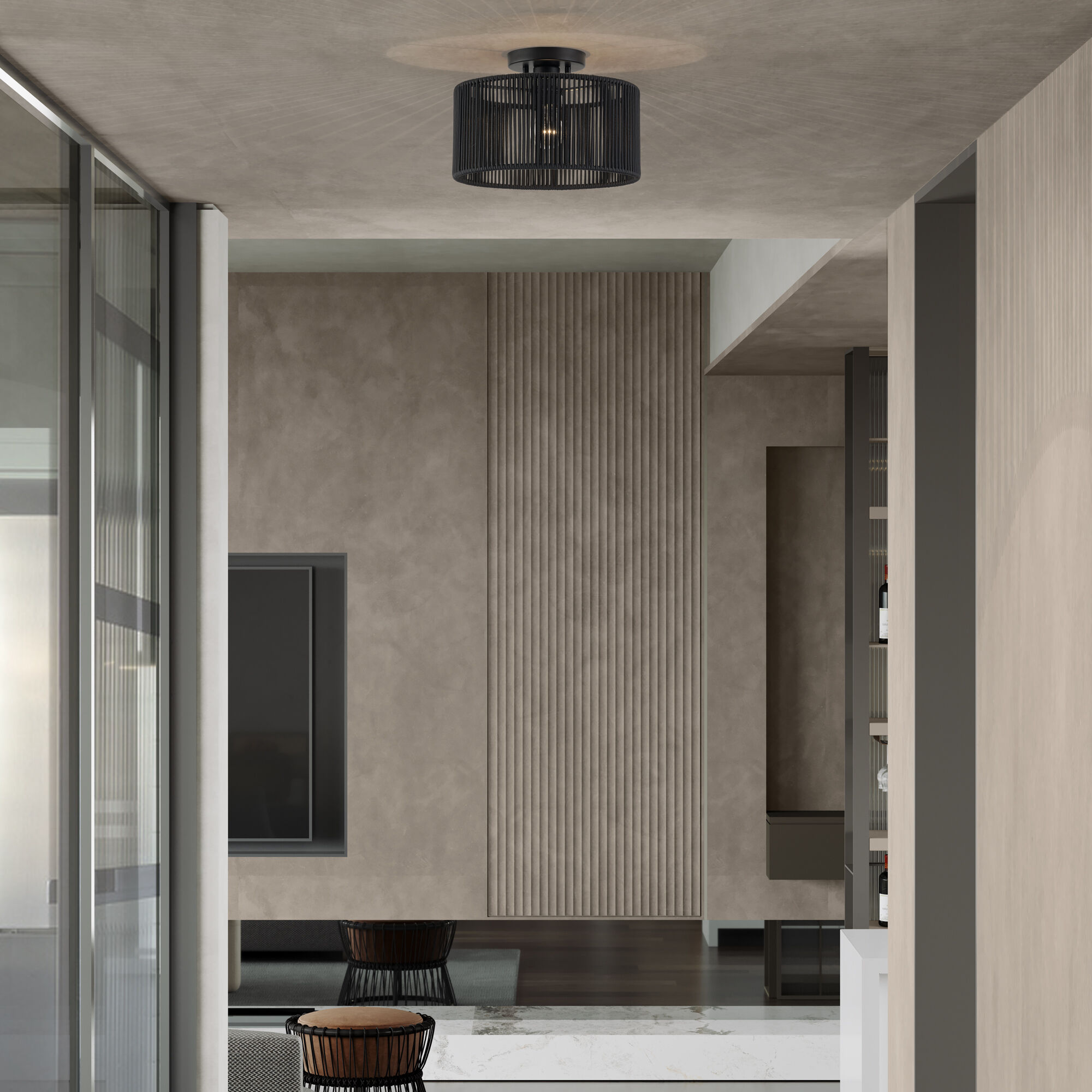 Acordia 1 Light 12 inch Black Semi Flush Mount Ceiling Light, Medium