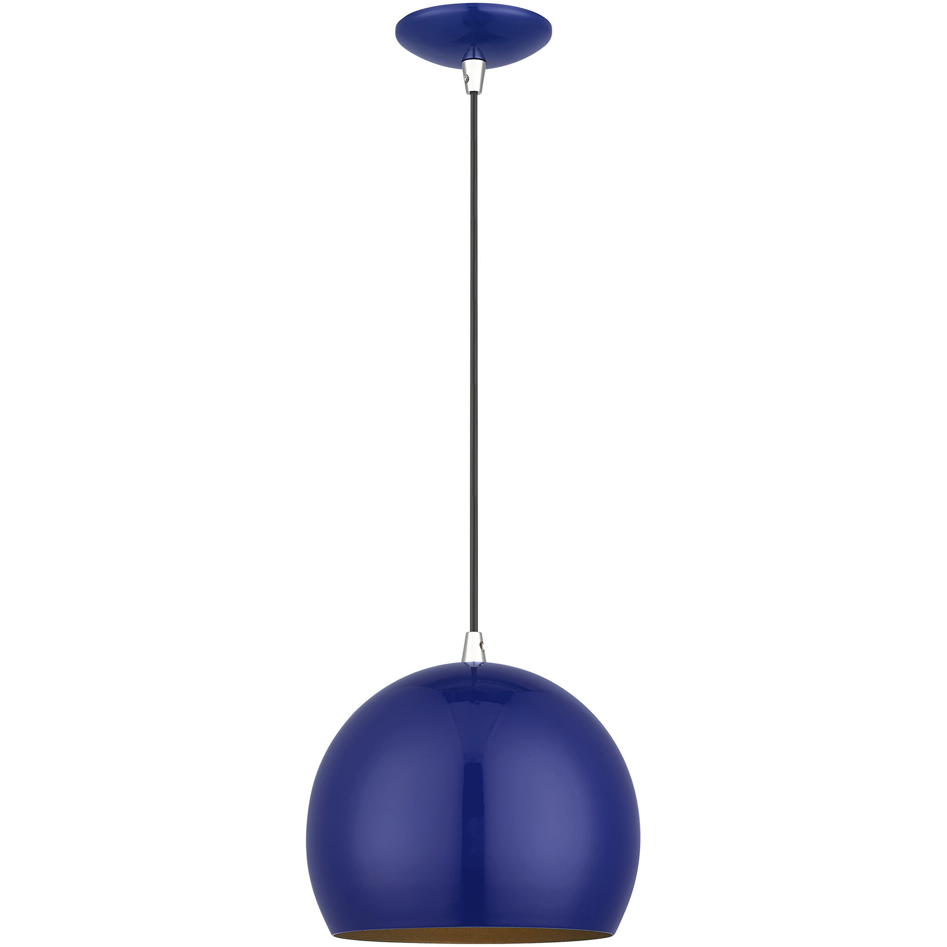 Piedmont 1 Light 10 inch Shiny Cobalt Blue with Polished Chrome Accents Pendant Ceiling Light