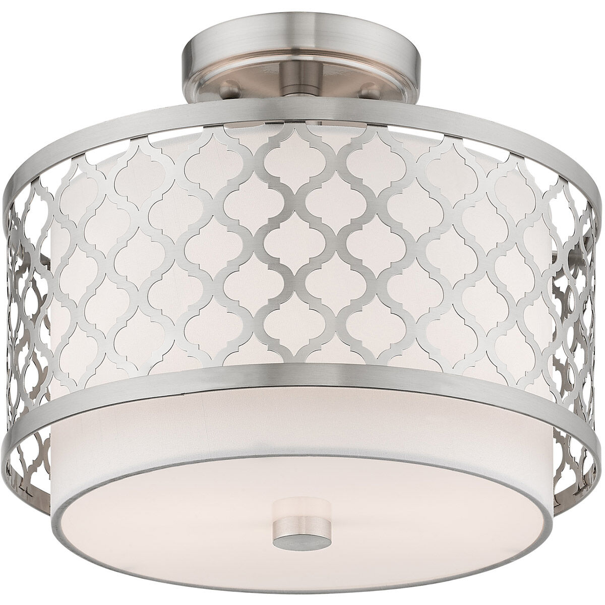 Arabesque 2 Light 12 inch Brushed Nickel Semi-Flush Mount Ceiling Light