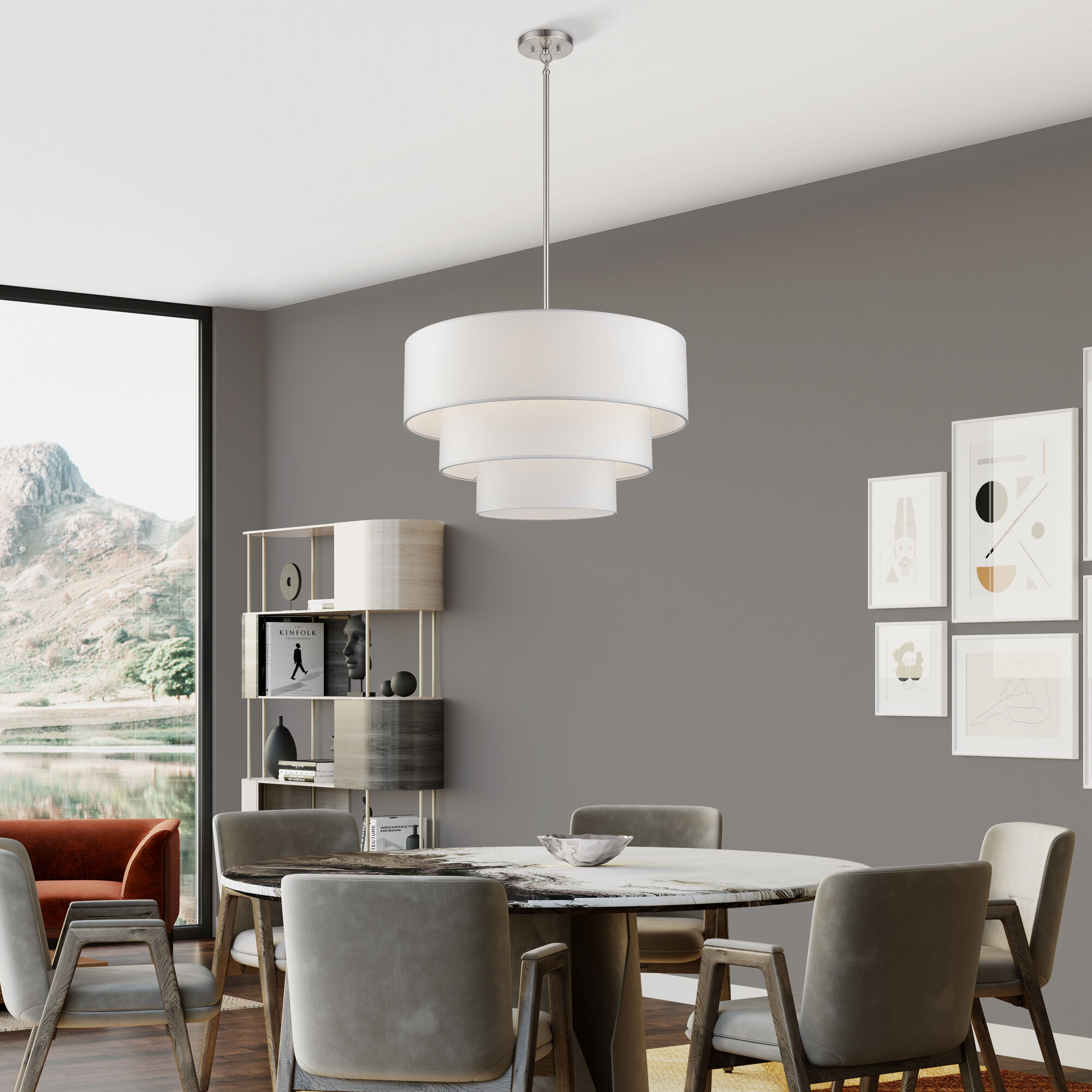 Manorwood 5 Light 28 inch Brushed Nickel Pendant Chandelier Ceiling Light