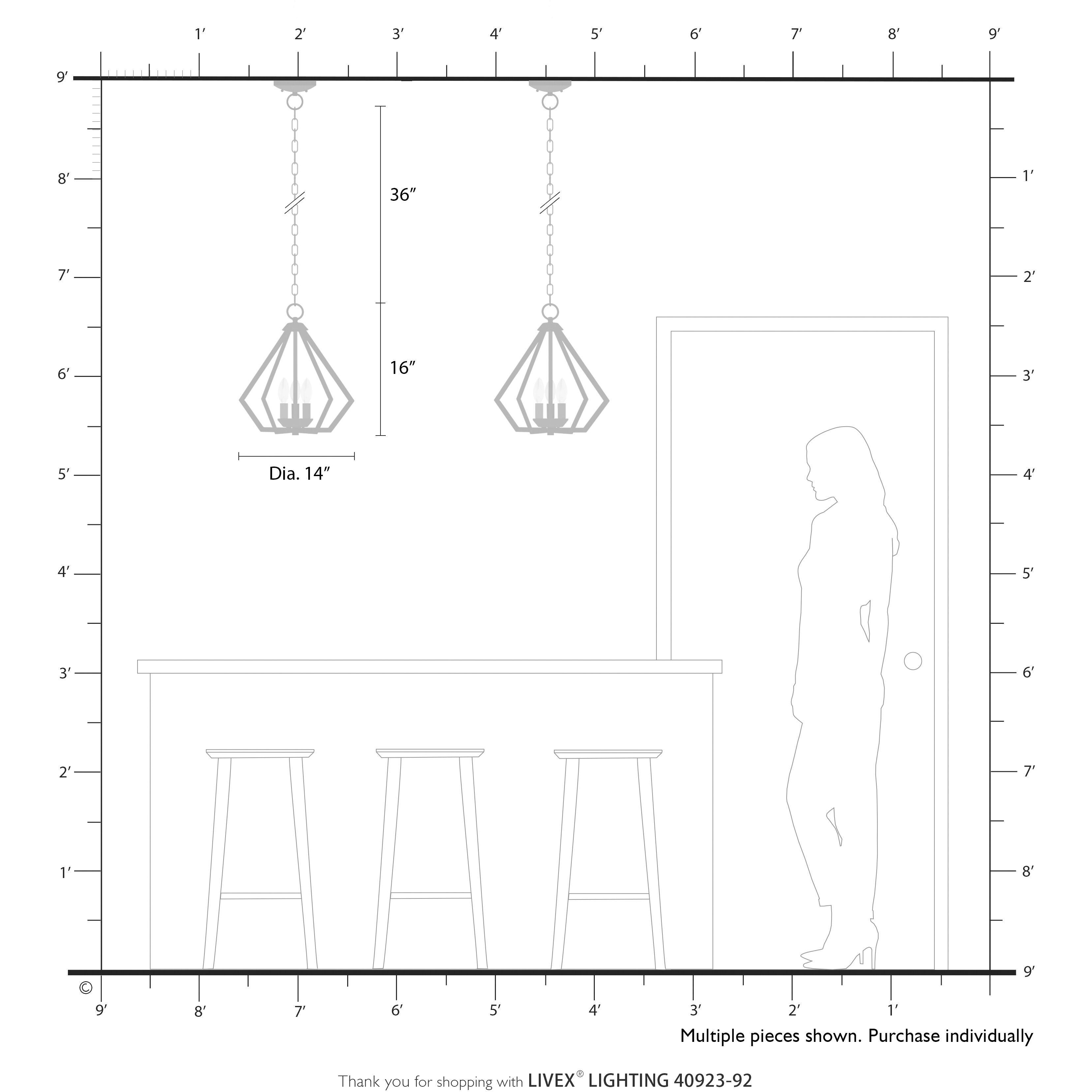 Prism 3 Light 14 inch English Bronze with Antique Brass Finish Accents Semi Flush Mount Ceiling Light