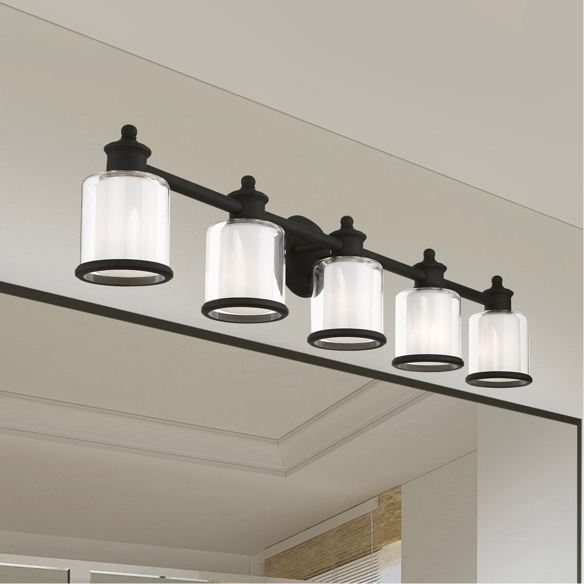 Middlebush 5 Light 46 inch Black Vanity Sconce Wall Light