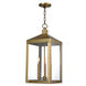 Nyack 3 Light 11 inch Antique Brass Outdoor Pendant Lantern