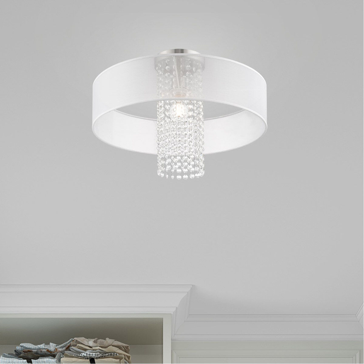 Bella Vista 1 Light 20 inch Brushed Nickel Semi-Flush Mount Ceiling Light