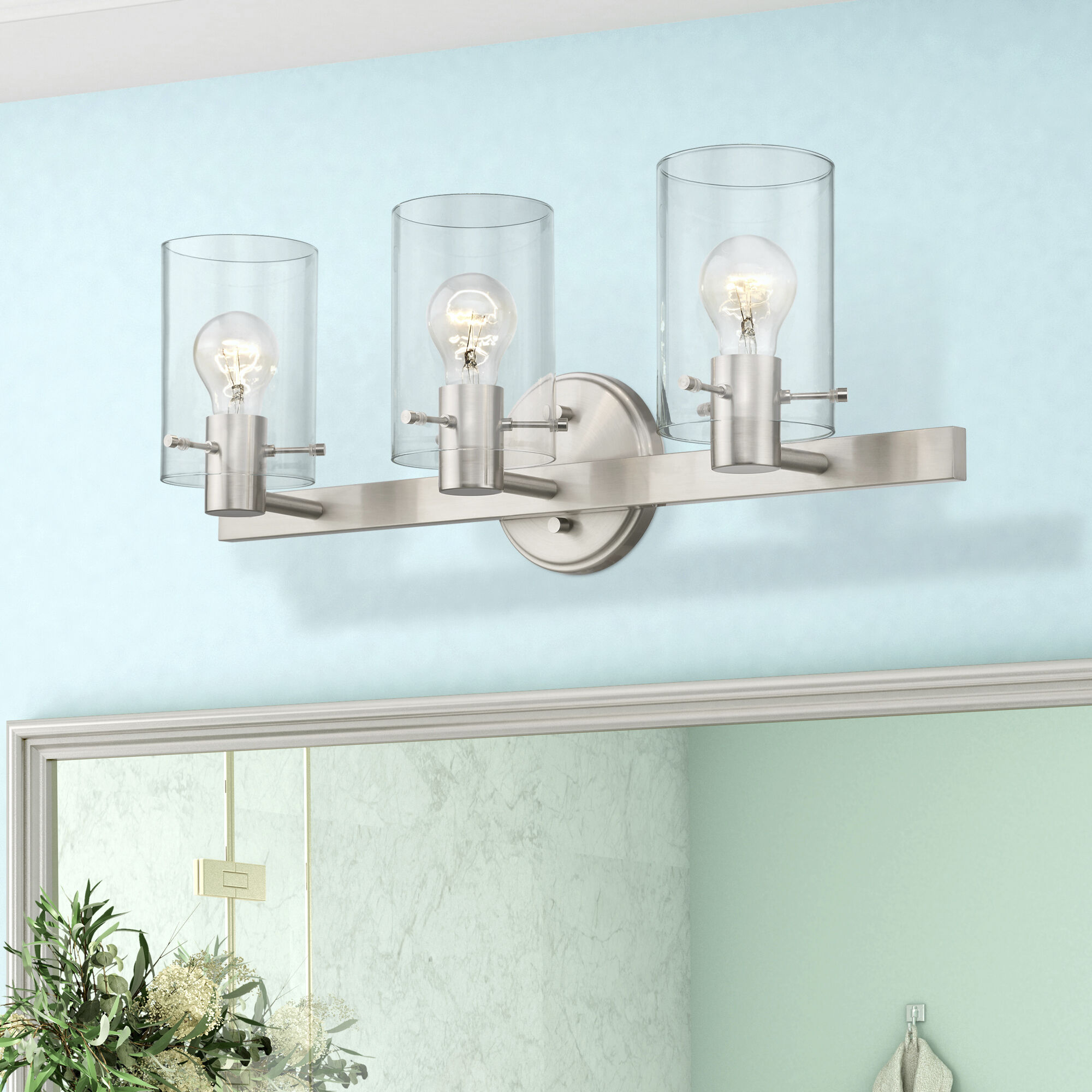 Munich 3 Light 23 inch Brushed Nickel Vanity Sconce Wall Light
